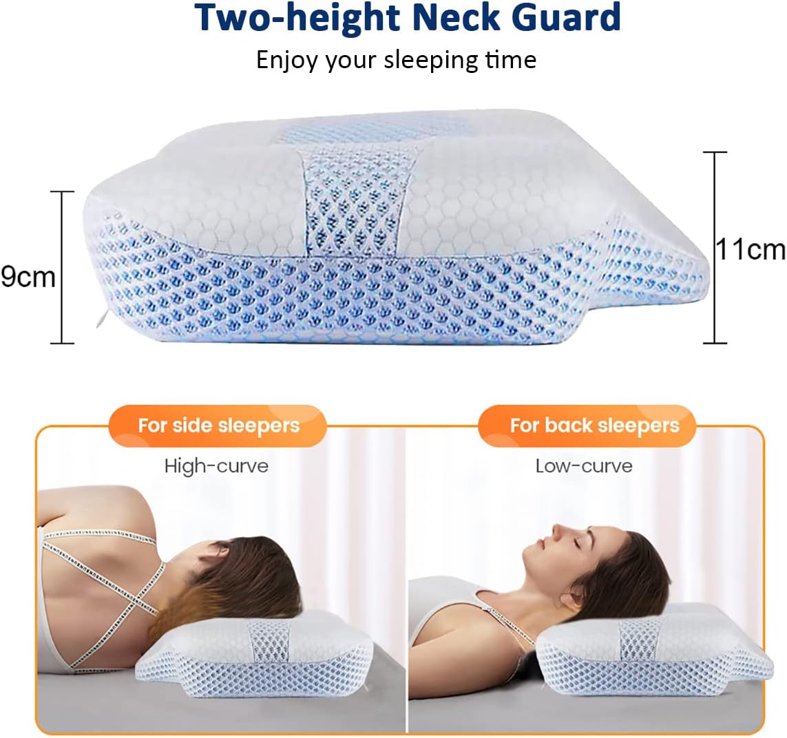 Cervical Pillow Memory Foam: Contour Pillow for Neck & Shoulder Pain Relief - Ergonomic Orthopedic Pillows for Sleeping Hollow Design Bed Support Pillow for Side Back Stomach Sleeper