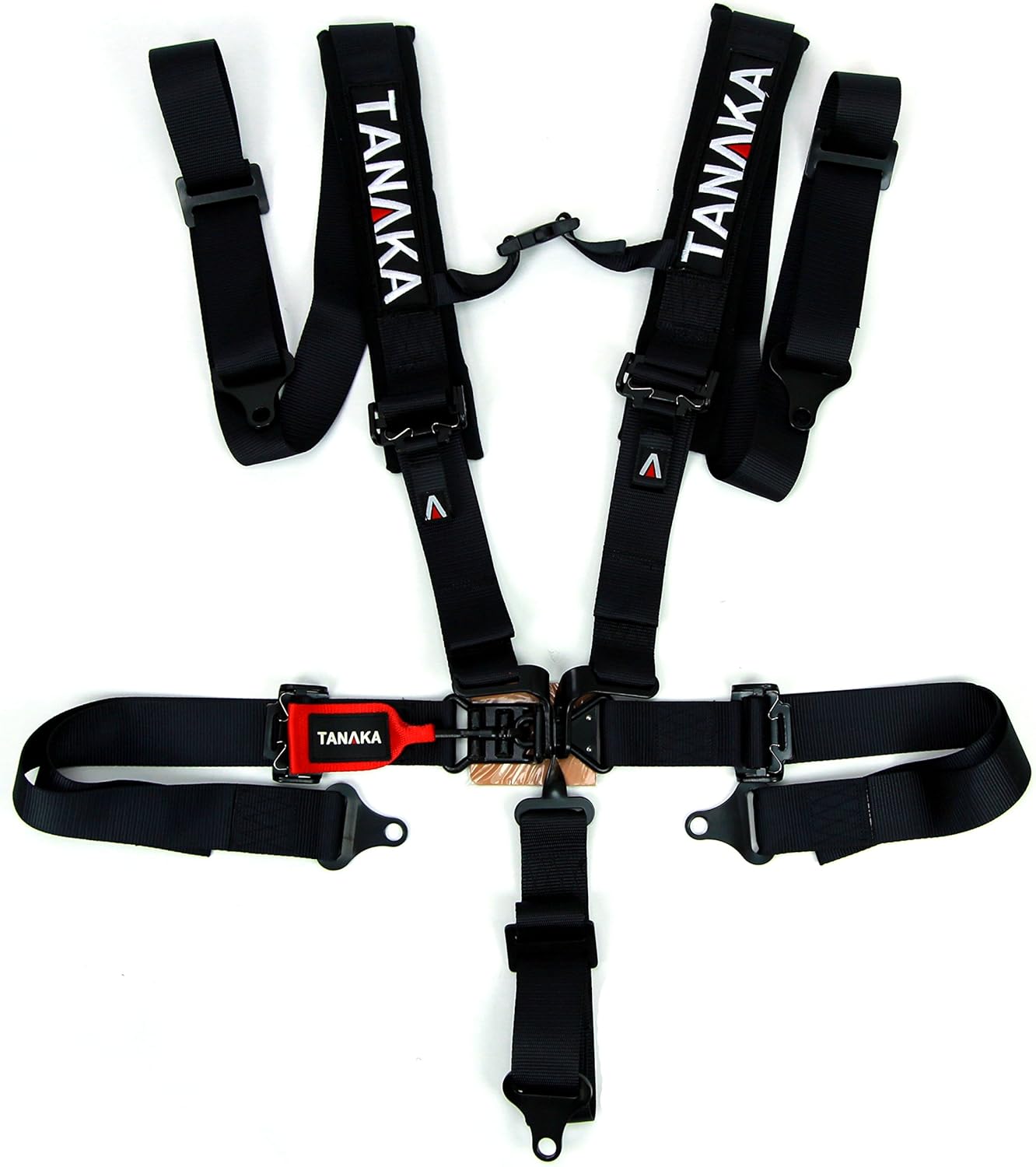 Tanaka Black Series Latch and Link 5 Points Safety Harness Set with Ultra Comfort Heavy Duty Shoulder Pads (for one seat/Youth use) (Black) (2