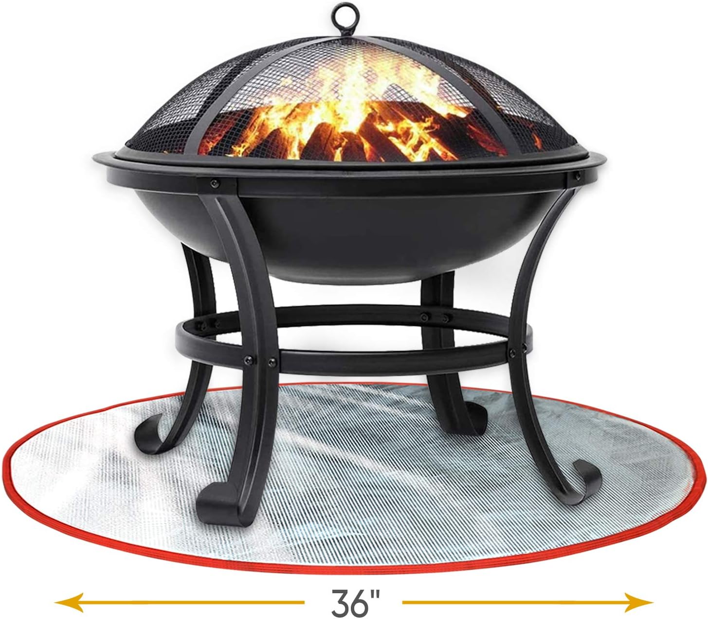 Smudguardian Fire Pit Mat &ndash; 36 Inch Round Heat Protector Mat &ndash; 5-Layered Grill Mat for Smudge and Grease Protection &ndash; Fireplace Mat for Grass, Deck, Grill, or Patio &ndash; 800-degree Temperature Resistance