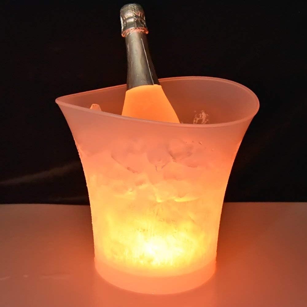 5l Led Ice Bucket, Large Capacity Wine Ice Bucket Beverage Container with Led Automatic Color Change Retro Waterproof Champagne Drink Beer Beverage Ice Cube Beverage Party/home/bar/club Pack of 2