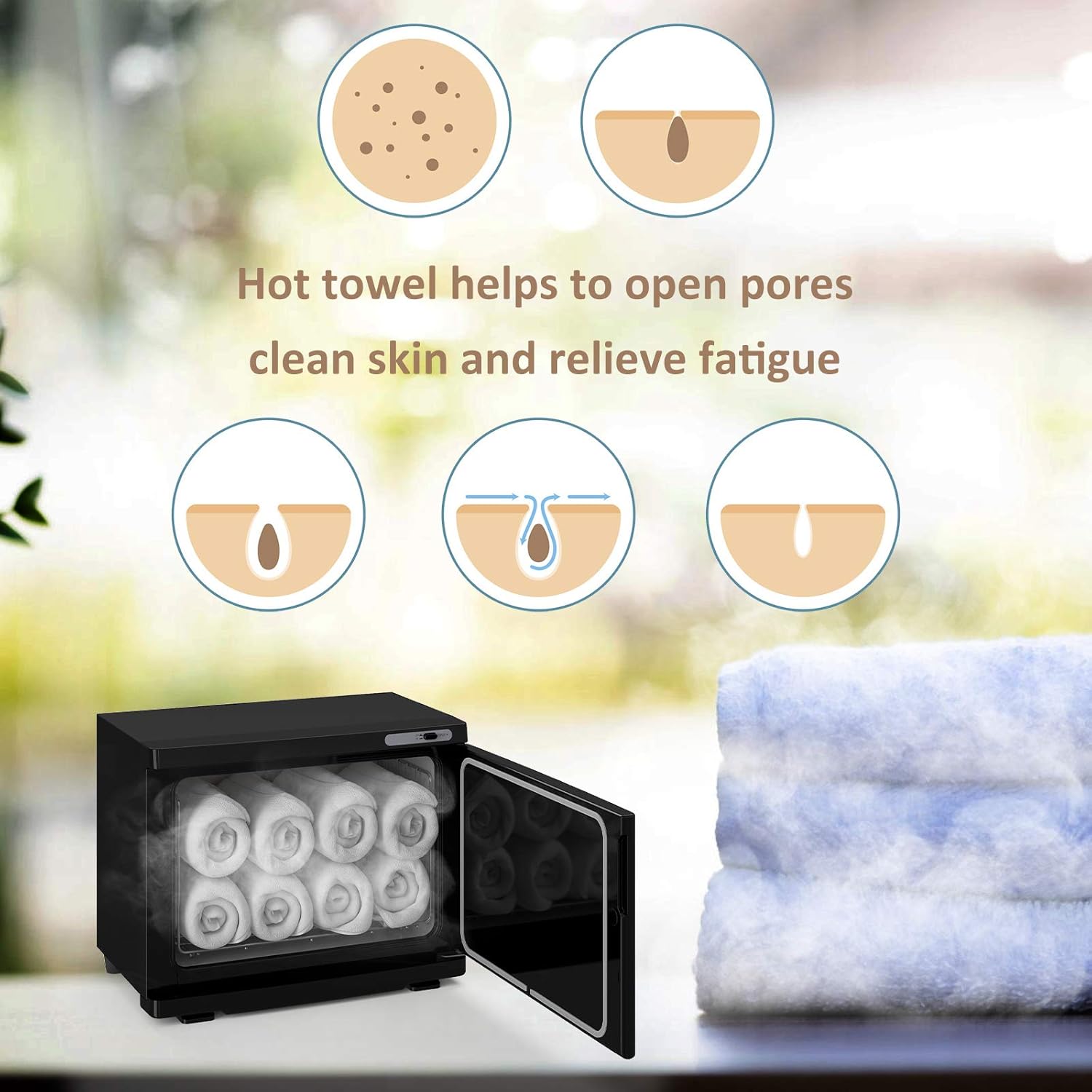 Small and Medium Size Black Professional Spa Hot Towel Cabinet and Household or Personal Towel Warmer.(8L)