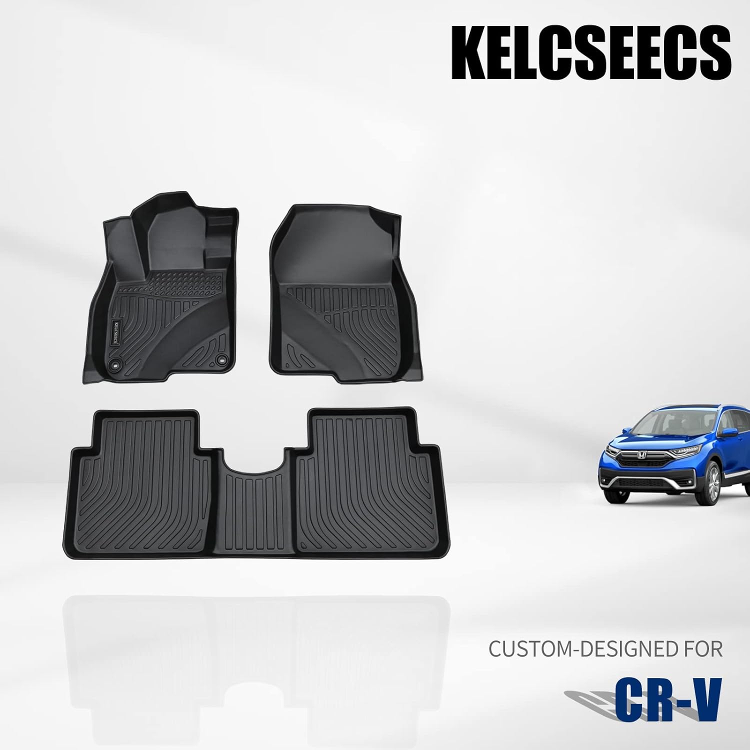 KELCSEECS Floor Mats Custom for Honda CR-V 2017 2018 2019 2020 2021 2022 Waterproof Car Mats All Weather Mats Guard Heavy Duty Automotive Floor Liners Front& Rear Row Full Set CRV Accessories Black