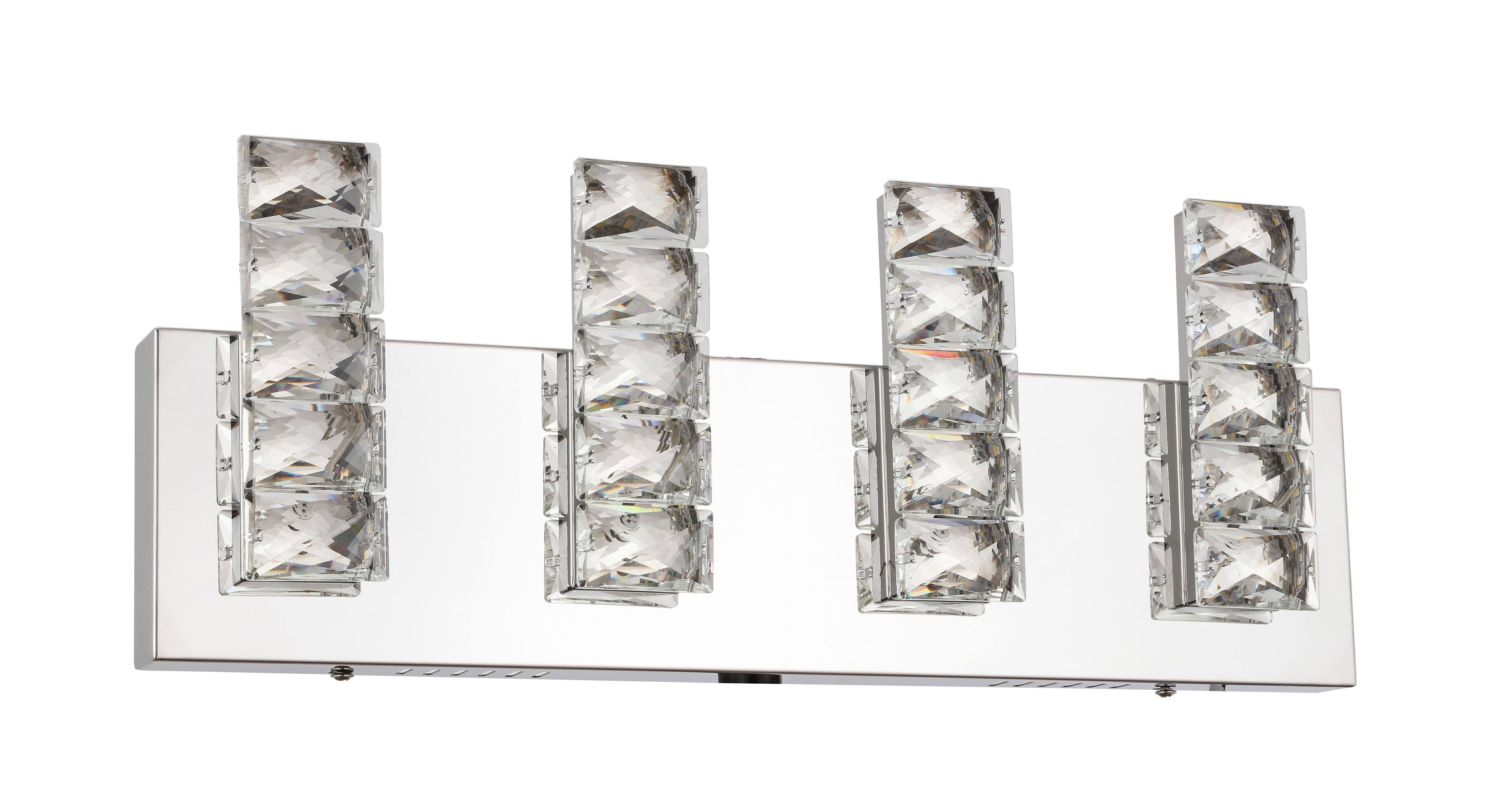 Chrome Stainless Steel LED Wall Sconce with Clear Crystal Accents
