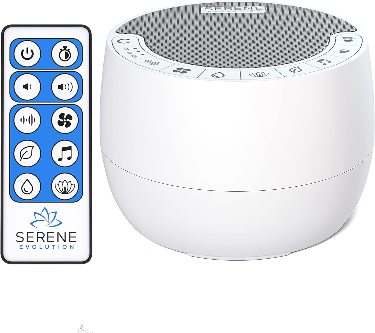 Serene Evolution White Noise Machine for Sleeping Adult or Baby with 70 Sounds | White Noise Machine for Office Privacy & Noise Cancelling | Sleep Sound Machine for Adults | Fan, Ocean, Rain Sounds