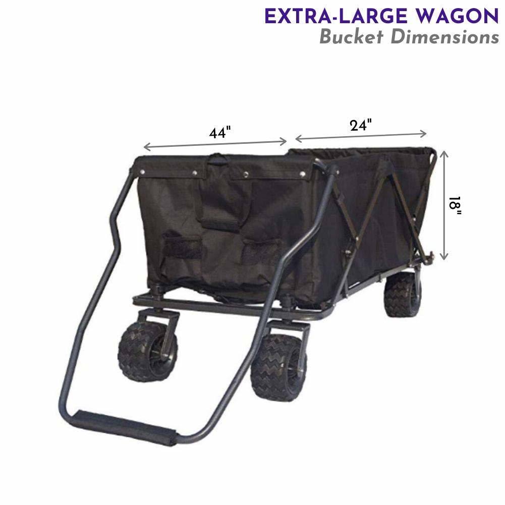Impact Canopy Folding Utility Wagon, Collapsible, All Terrain Wagon, Extra Large, Black