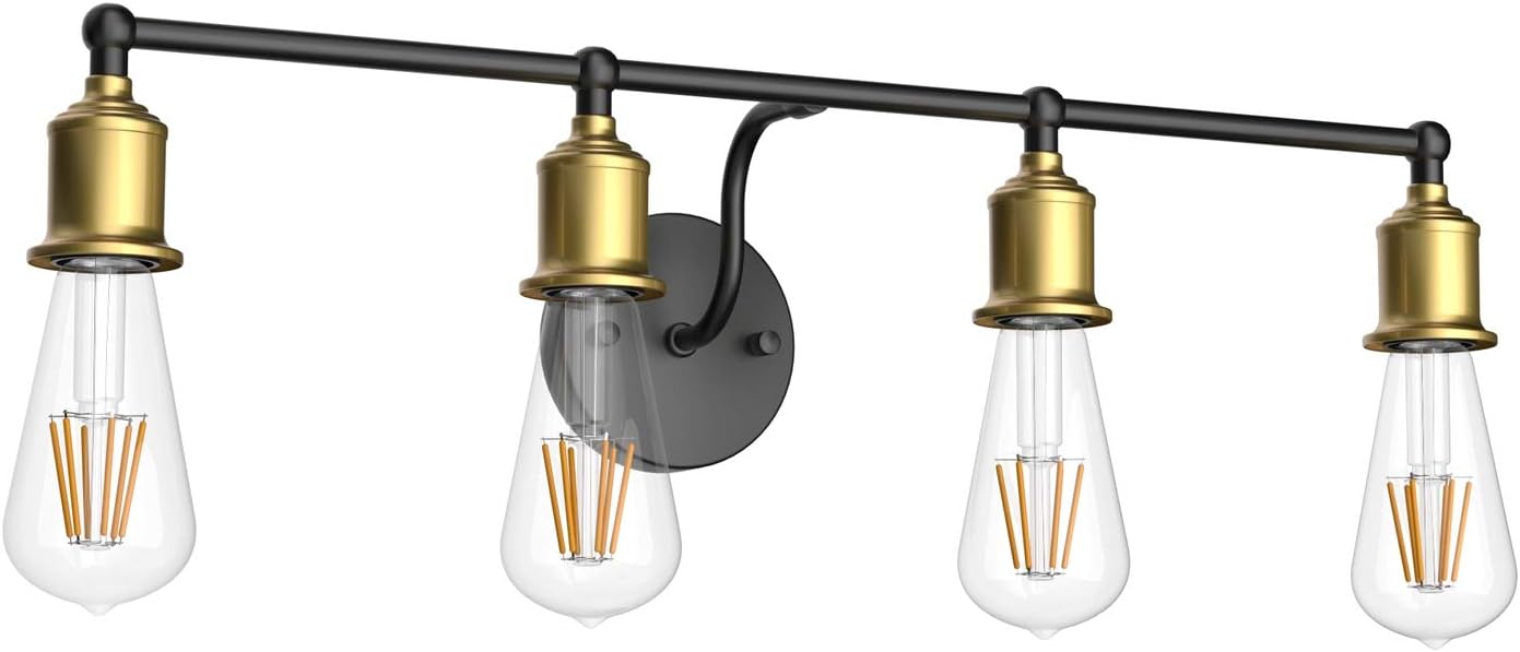 Aipsun Black Bathroom Vanity Lighting Fixtures Industrial Wall Light Fixtures for Bathroom 5 Lights (Exclude Bulb)