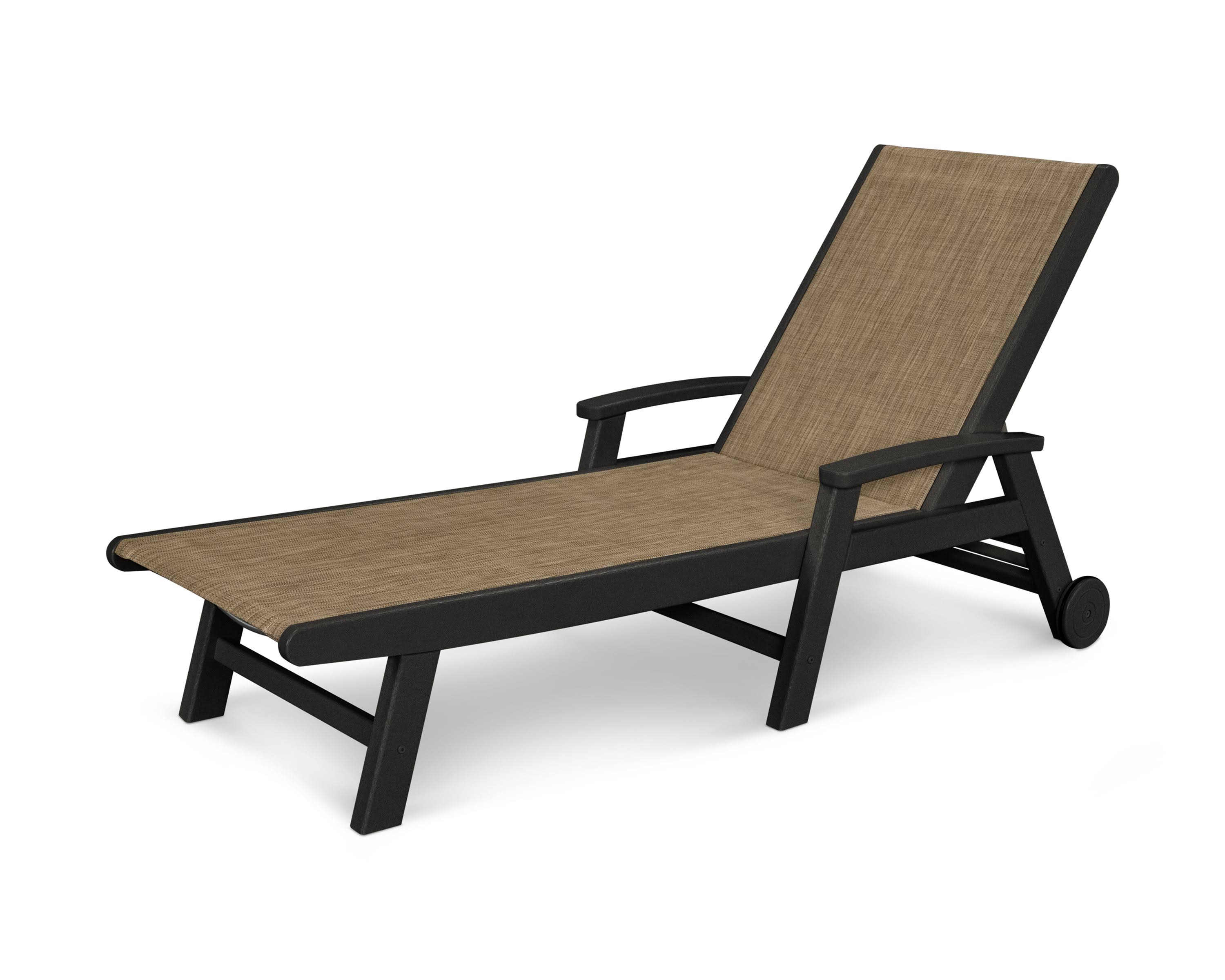 POLYWOOD Coastal Black and Burlap Sling Chaise
