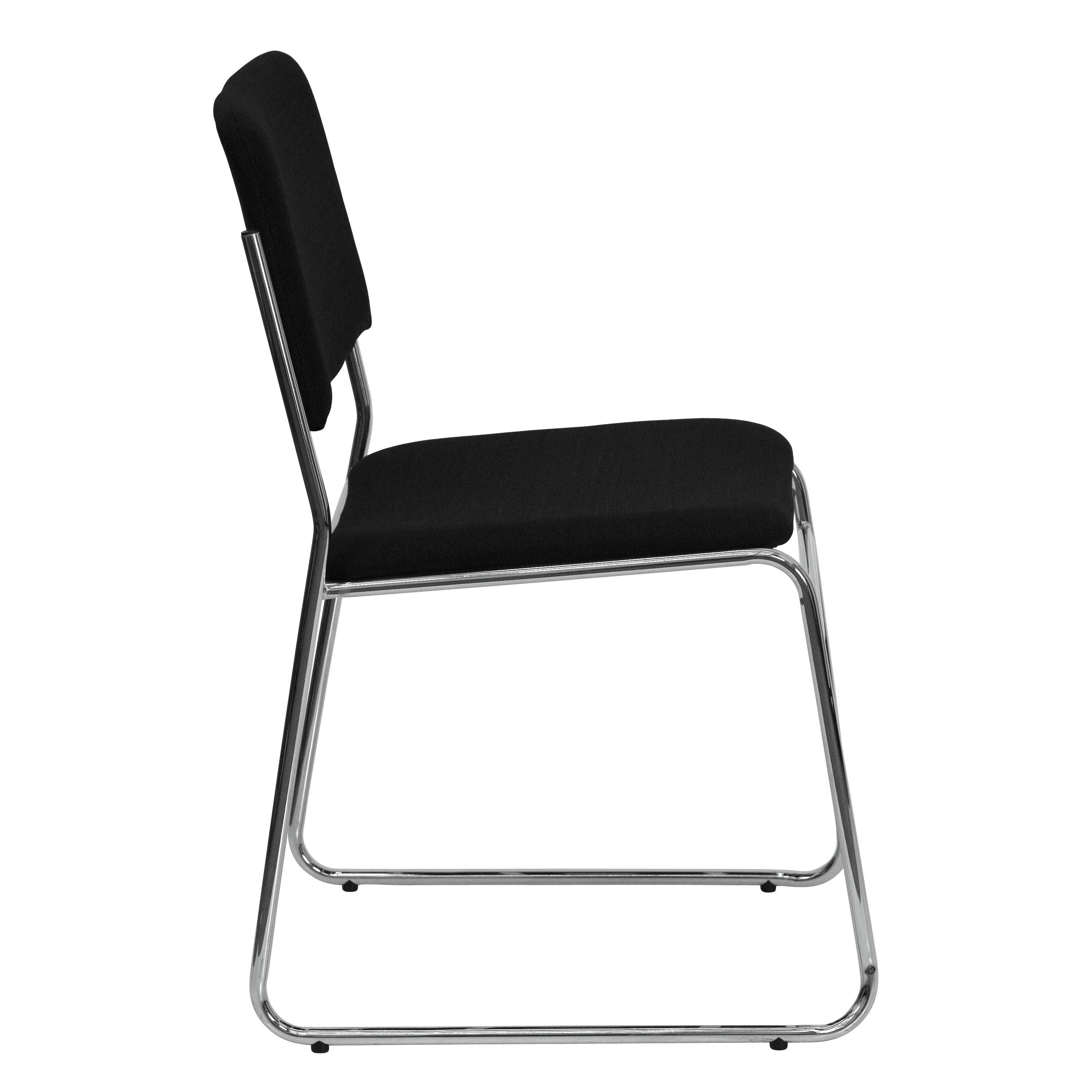 Lancaster Home Hercules Series 1000-Pound Capacity Black Fabric High Density Stacking Chair with Chrome Sled Base