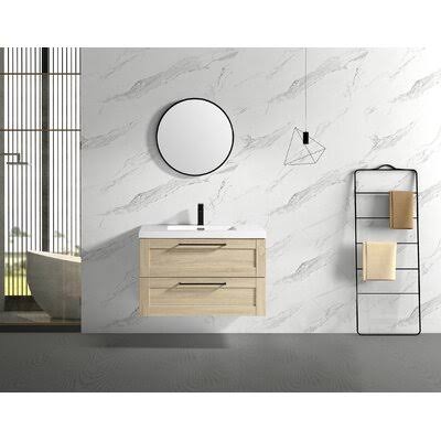 Devillage 36x22 Wall-Mounted Single Bathroom Vanity Set Ivy Bronx Base Finish: Ace Oak