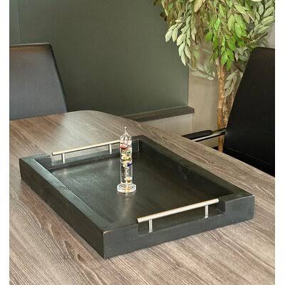 22.75x22 x 16.75x22 x 2.75x22 Solid Wood Serving Tray Latitude Run Color: Classic Black