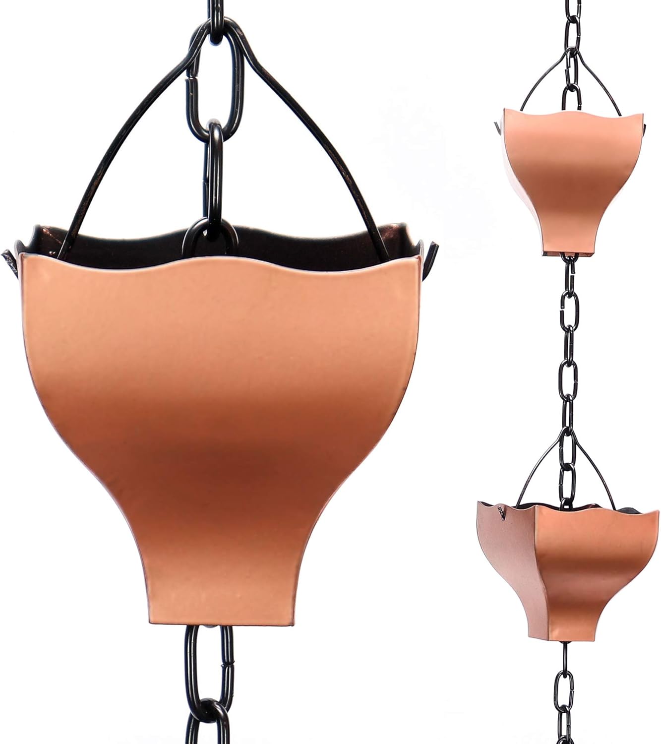 Arca Square Rain Chain - 8-1/2- Feet Length Bronze Colored, Black Powder Iron Rain Chain for Gutter - Rain Catcher for Downspout of Roof Corner - DIY Downspout with Colorful Decorative Rain Chains Pack of 2