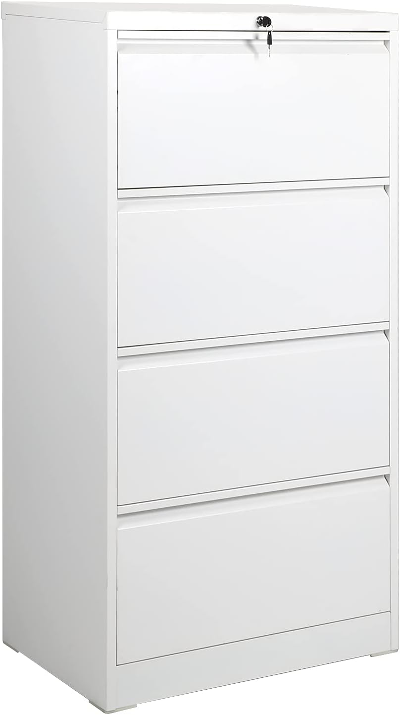 3 Drawer Lateral File Cabinet with Lock, Atripark Folding Black Metal Storage Cabinets for Legal/Letter A4 Size, Large Filing Cabinet Heavy Duty for Office Home (Easy Assemble)