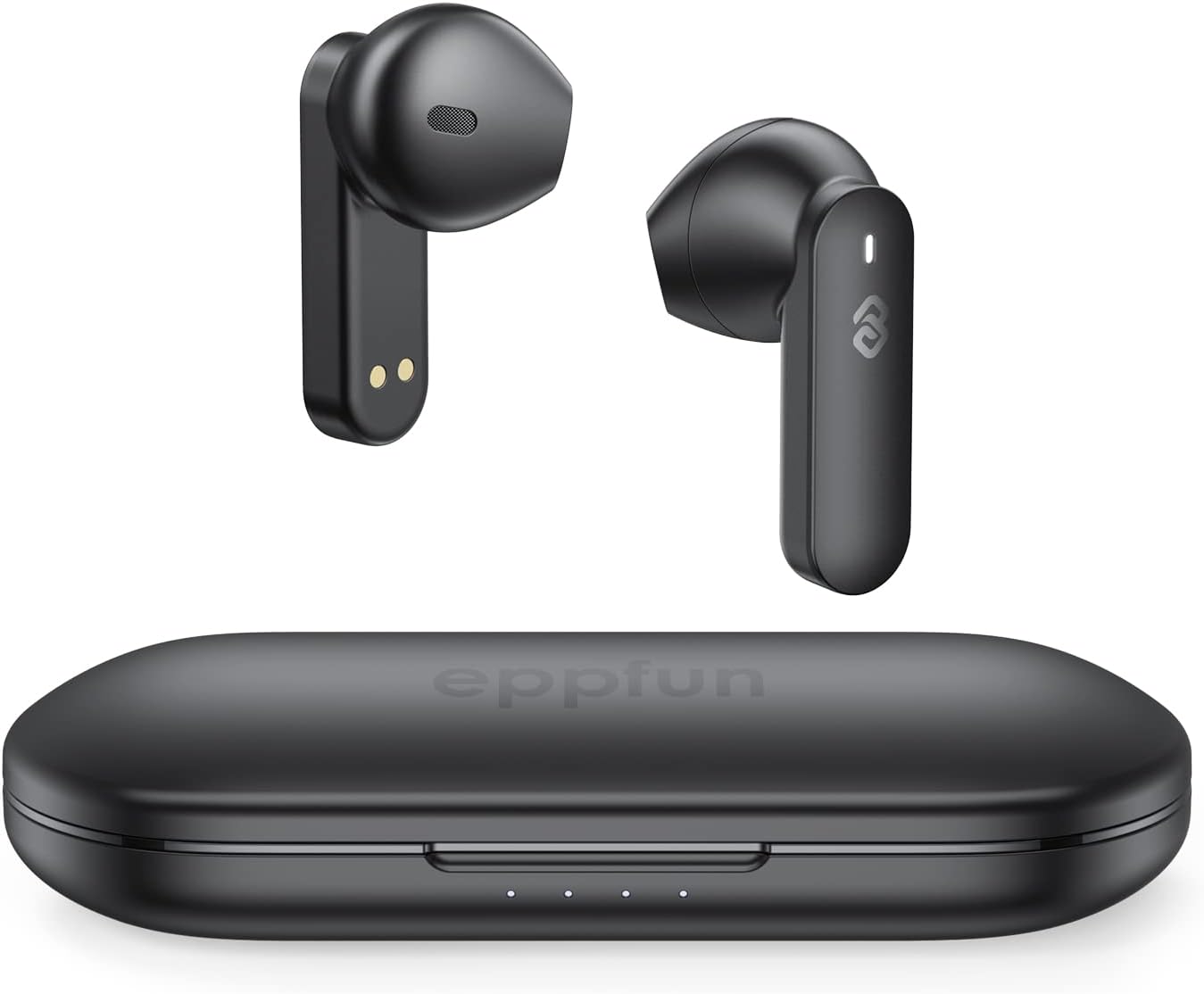 eppfun True Wireless Earbuds Bluetooth in-Ear Headphones, Qualcomm AptX-Adaptive Built in Mic Headset, Premium Deep Bass Earphones, Black