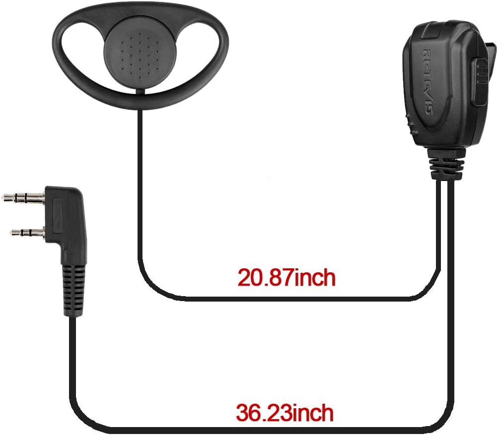 Retevis H-777 Walkie Talkie Earpiece with Mic 2 Pin, Compatible with Retevis RT22 RT21 H-777 RT68 RT19 Baofeng UV-5R 888S, D Shape Two Way Radio Headset (10 Pack)