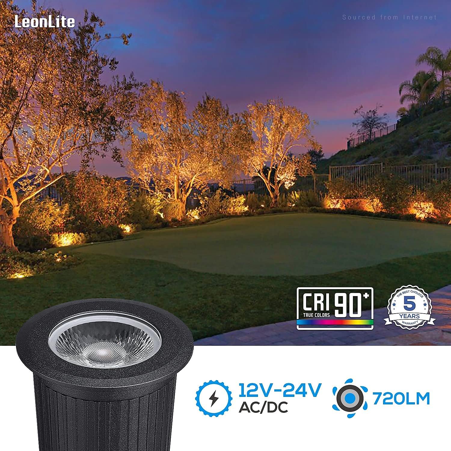 LEONLITE 7W In-Ground Well Light, 12V LED Low Voltage Landscape Pathway Lights, IP67 Waterproof, Aluminum, 3000K Warm White, Yard, Garden, Patio, Pack of 6