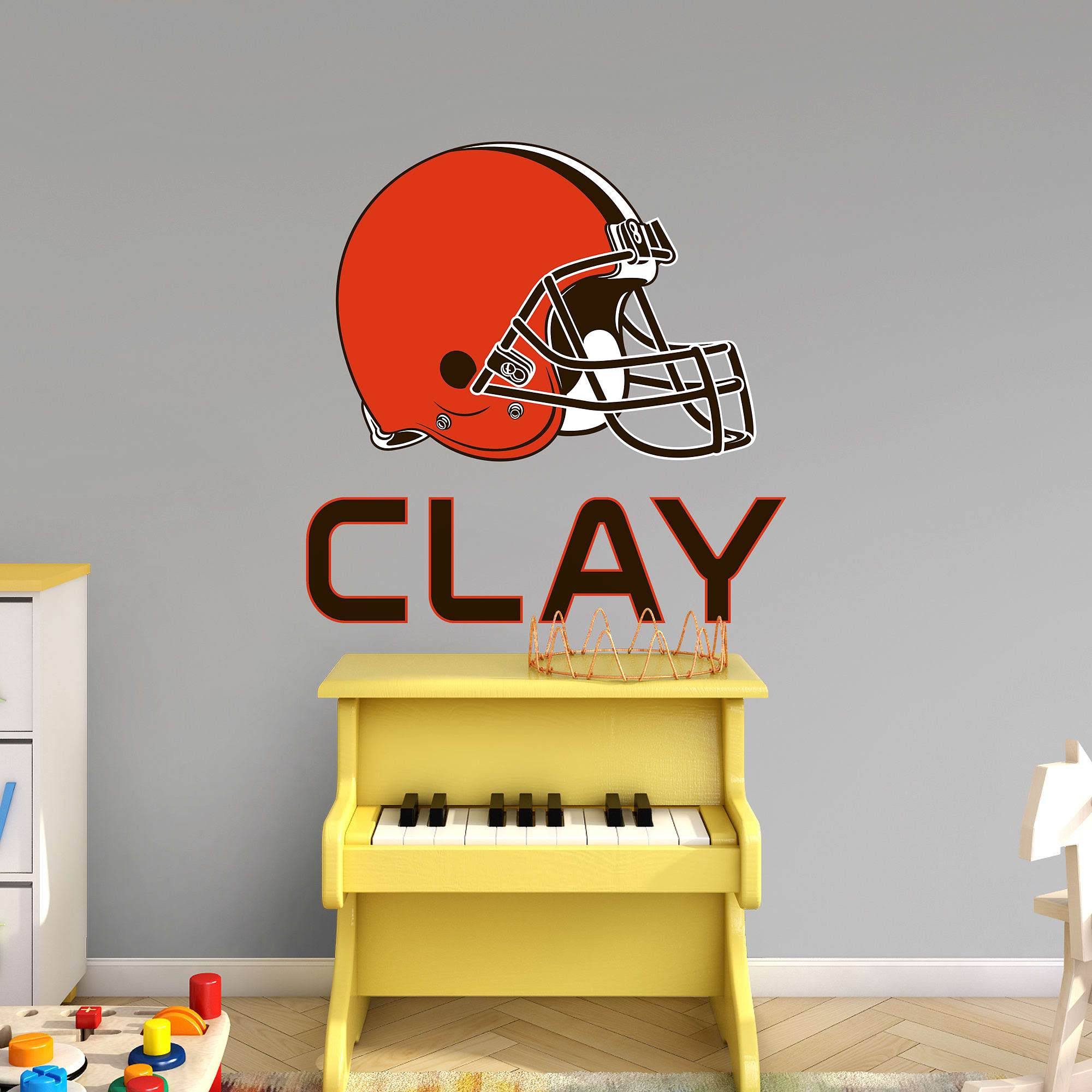 Cleveland Browns: Stacked Personalized Name - Officially Licensed NFL TRANSFER Wall Decal in Black (52x22W x 39.5x22H) by Fathea