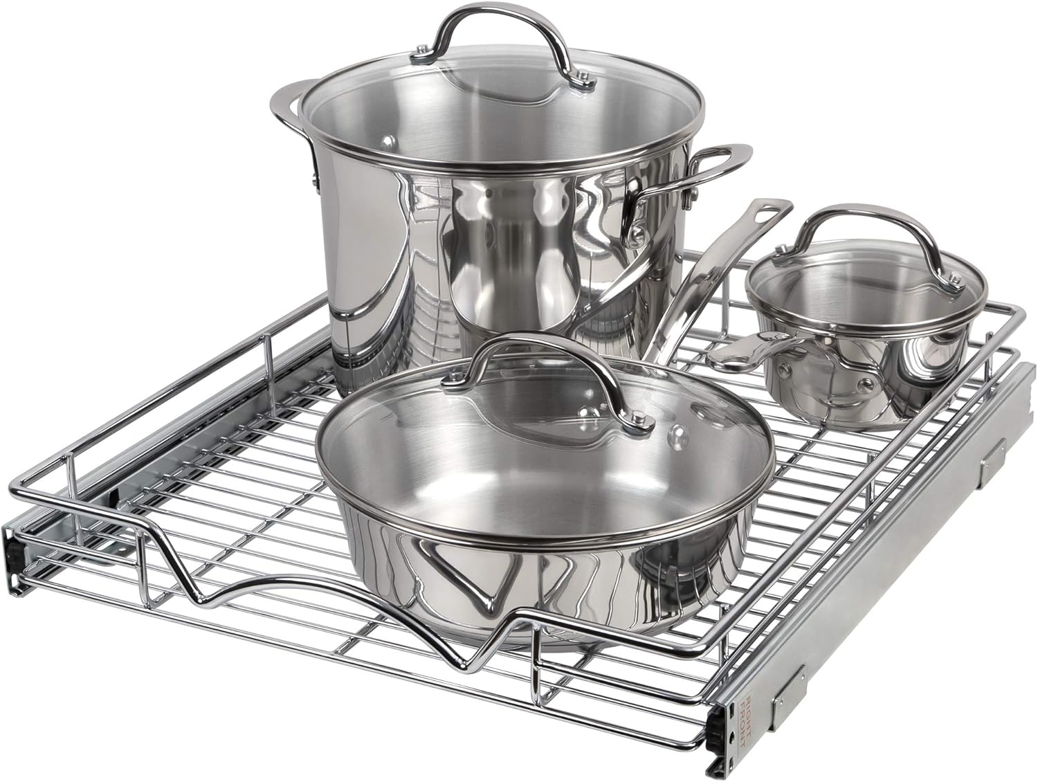 Pull Out Drawer Cabinet Organizer, Heavy Duty-with 5 Year Limited Warranty- Slide Out Kitchen Cabinet Storage Shelves, -17”W x 21”D - Requires At Least a 18” Cabinet Opening, Wire Frame, Chrome Finish Pack of 2