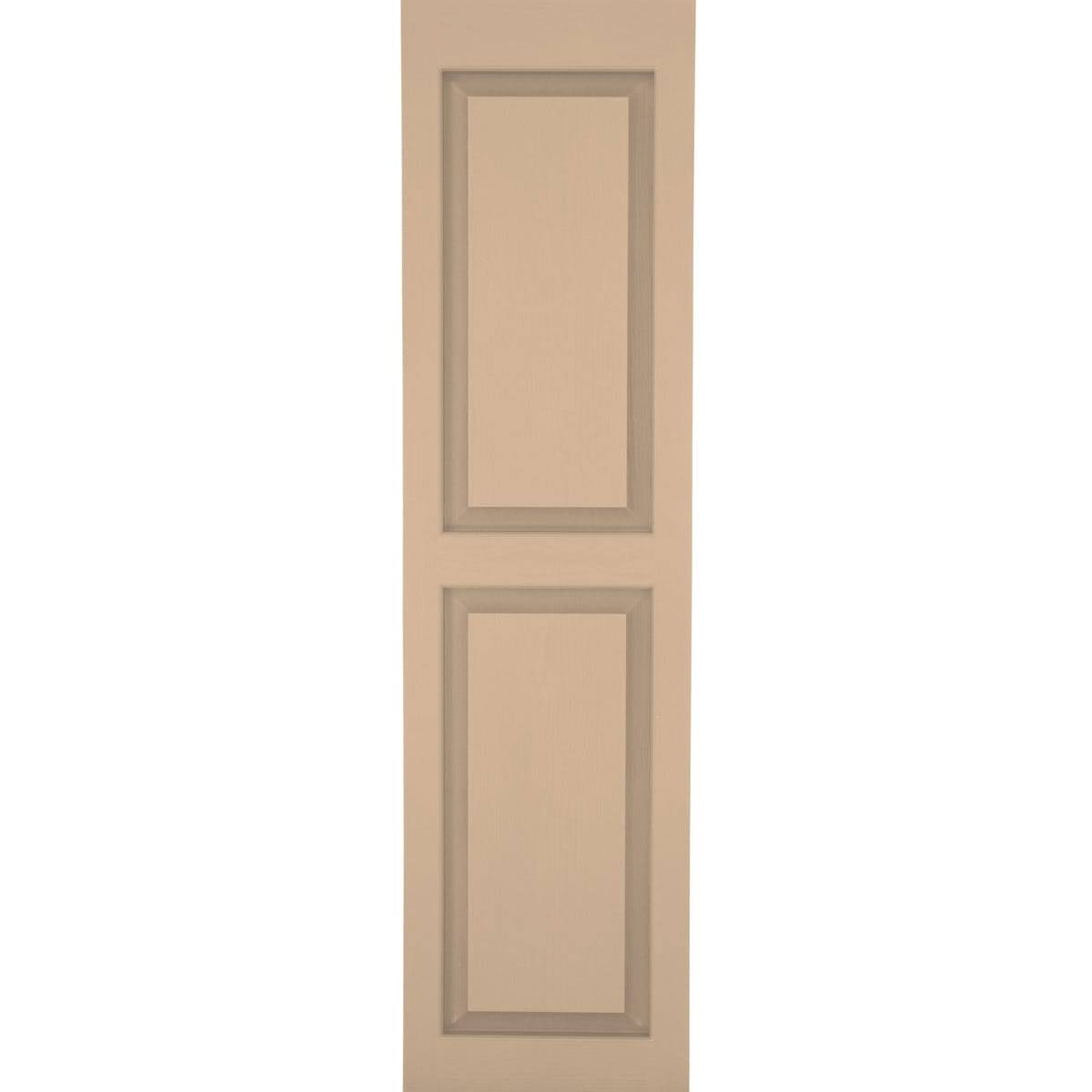 Alpha 2-Pack 14.5-in W x 66.5-in H Sandstone Raised Panel Vinyl Exterior Shutters in Brown | SLR67SS