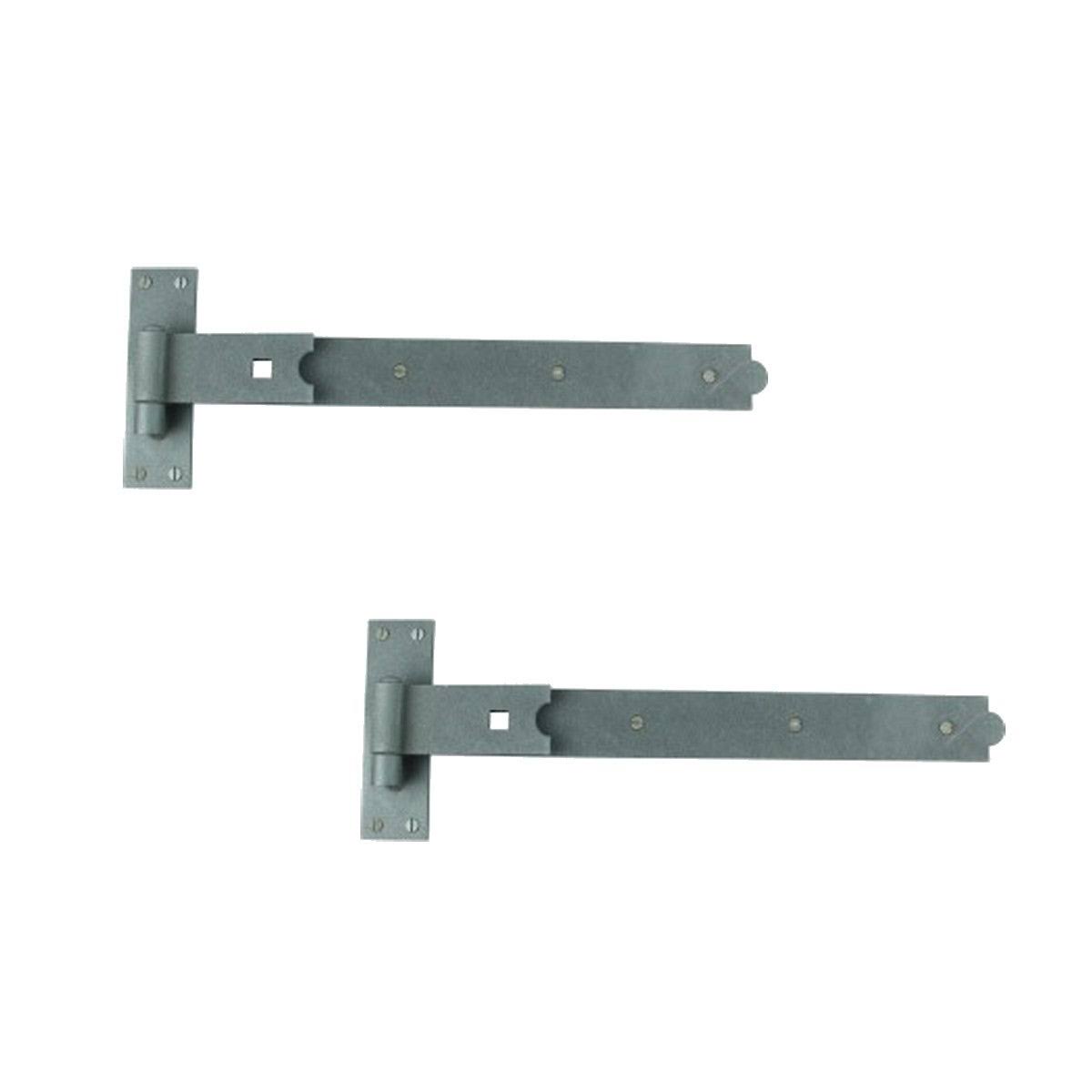 Renovators Supply 2 Strap Black Wrought Iron Gate 3/4x22 Offset Hinges Black 19 inch Length 36050