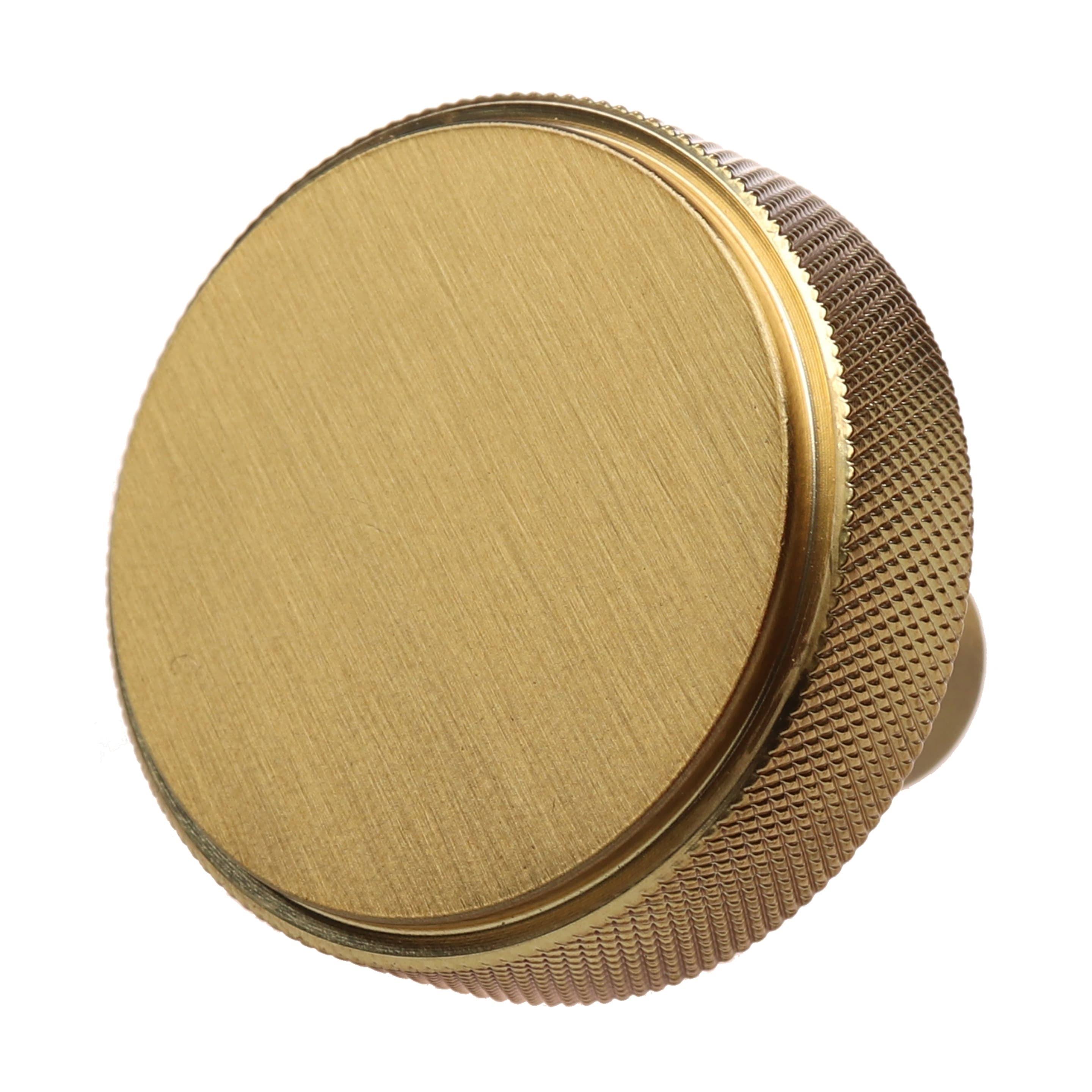 GlideRite 1-1/2 in. Solid Round Knurled Cabinet Knob, Satin Gold, Pack of 5