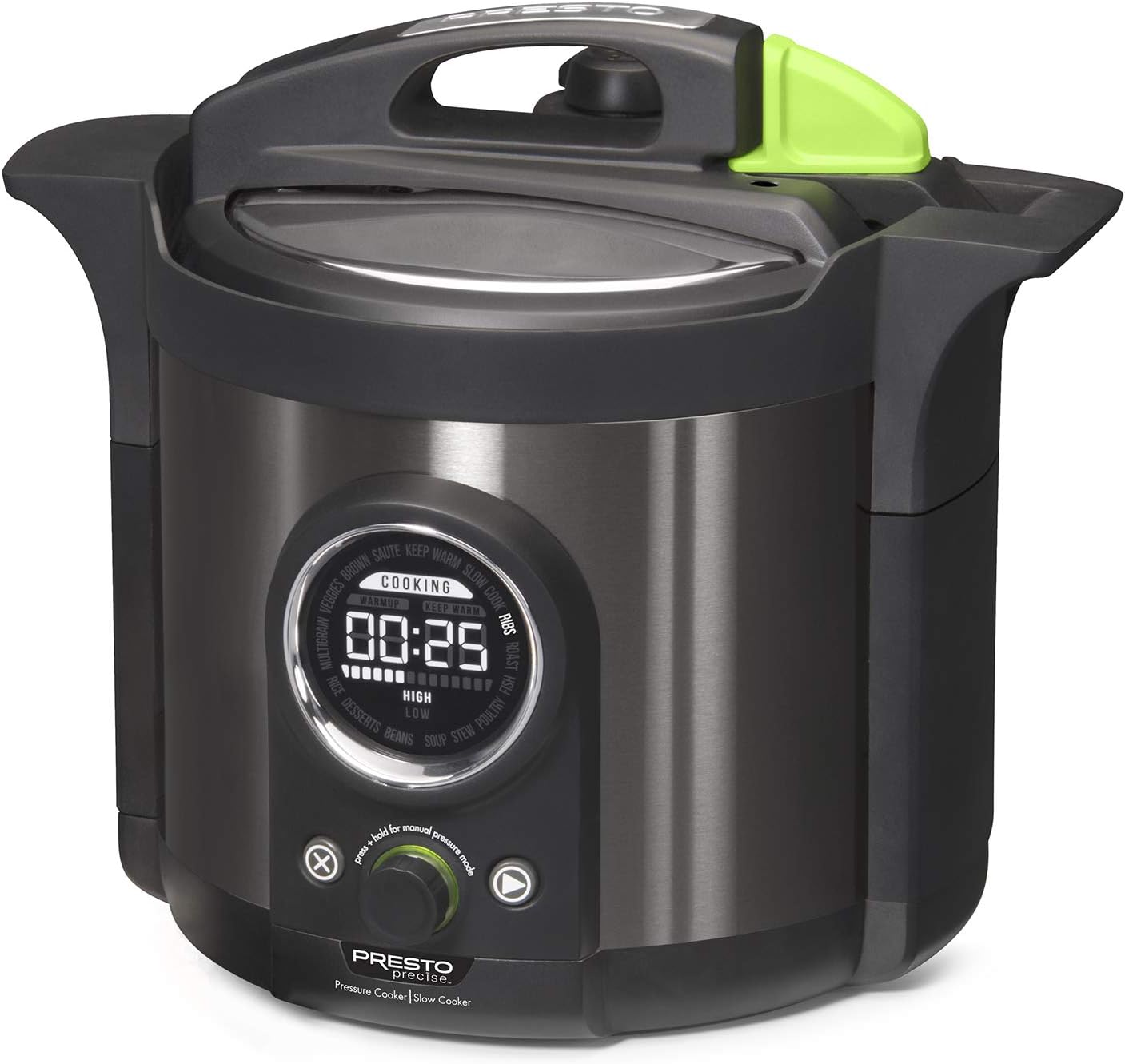 Presto 02142 Precise 6-Quart Multi-use Programmable Plus Electric Pressure Cooker, 6qt, Black Stainless Steel Pack of 2