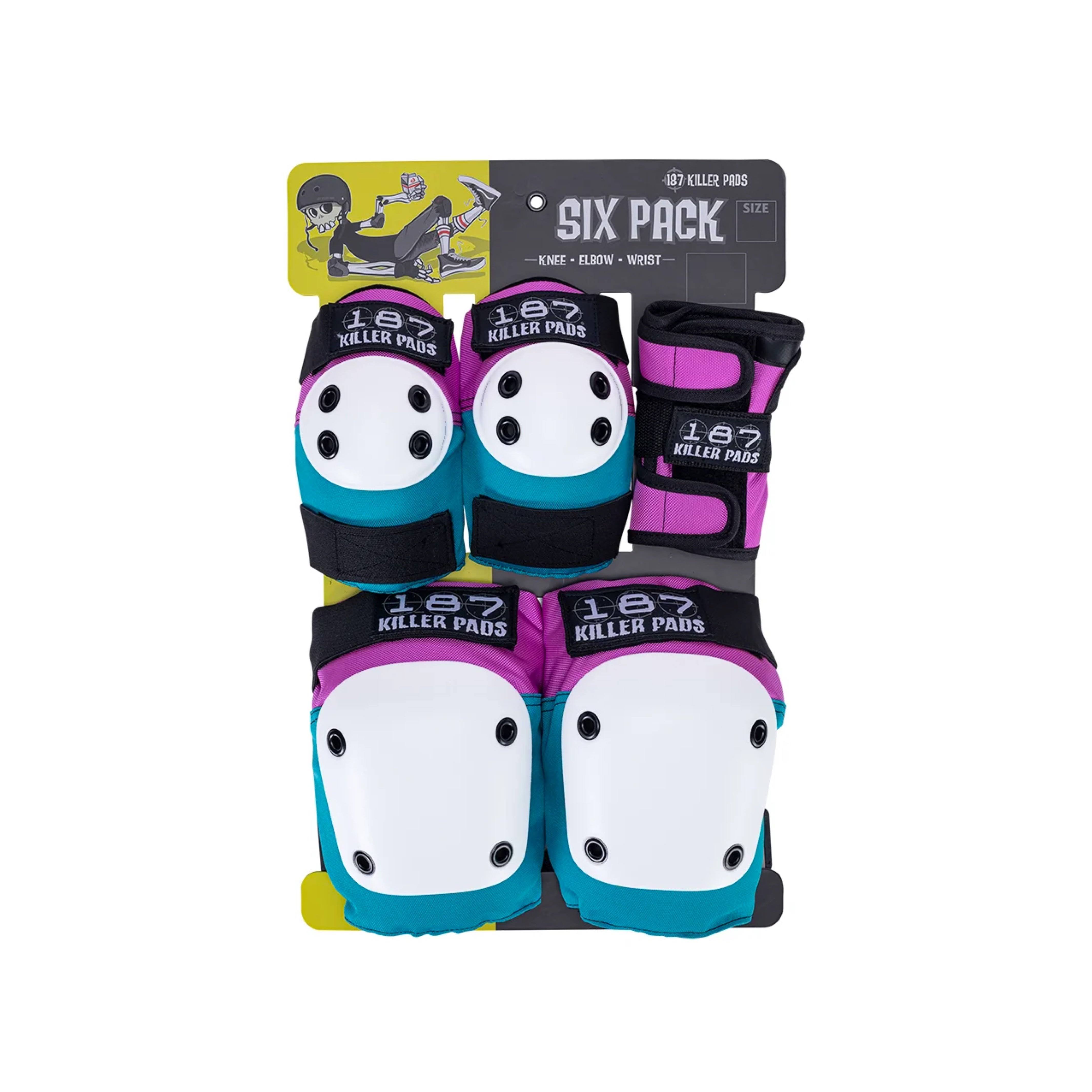 187 Killer Pads Adult Six Pack - Pink/Teal