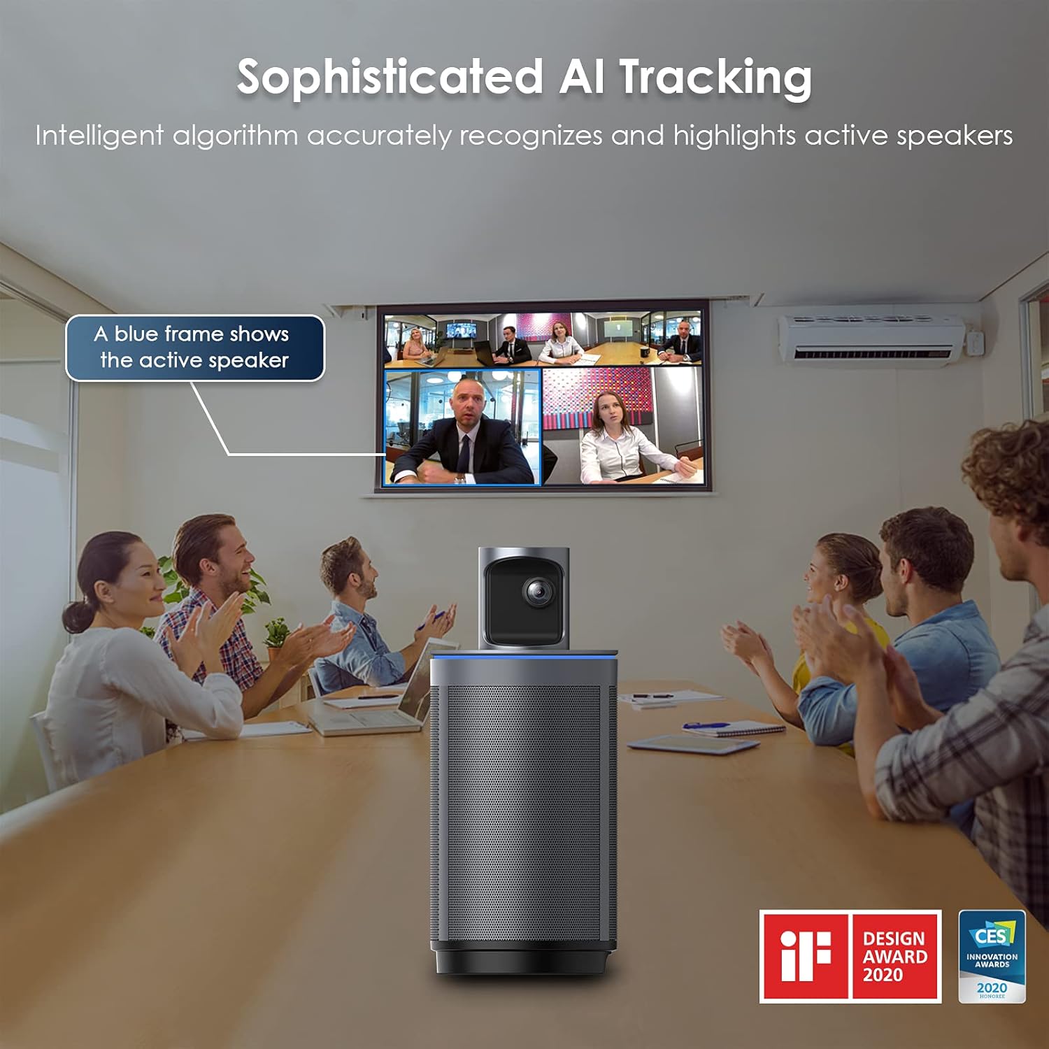 NexiGo Meeting 360, 8K Captured AI-Powered Framing & Speaker Tracking, 1080p HD 360-Degree Smart AIO Video Conference Camera, 8 Noise-Cancelling Microphones, and Speaker