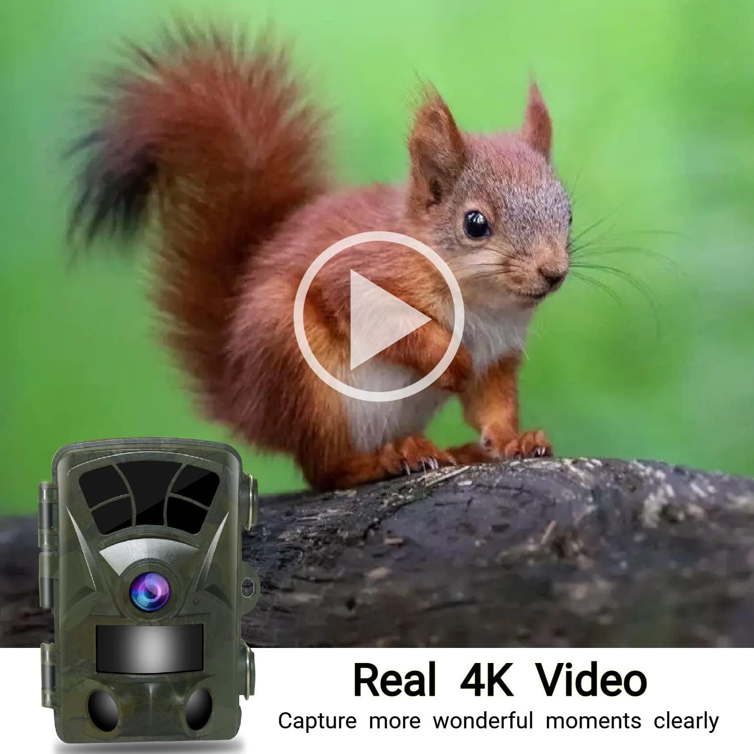 Trail Camera 4K 32MP Hunting Camera with 110&deg; Wide Angle Wildlife Camera 0.2S Trigger Time Trail Game Camera with Night Vision 65ft Motion Activated IP66 Waterproof 2.4&rdquo; LCD for Wildlife Monitoring