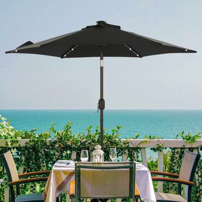 Finley 7& 6x22 Lighted Market Umbrella Freeport Park Fabric Color: Black