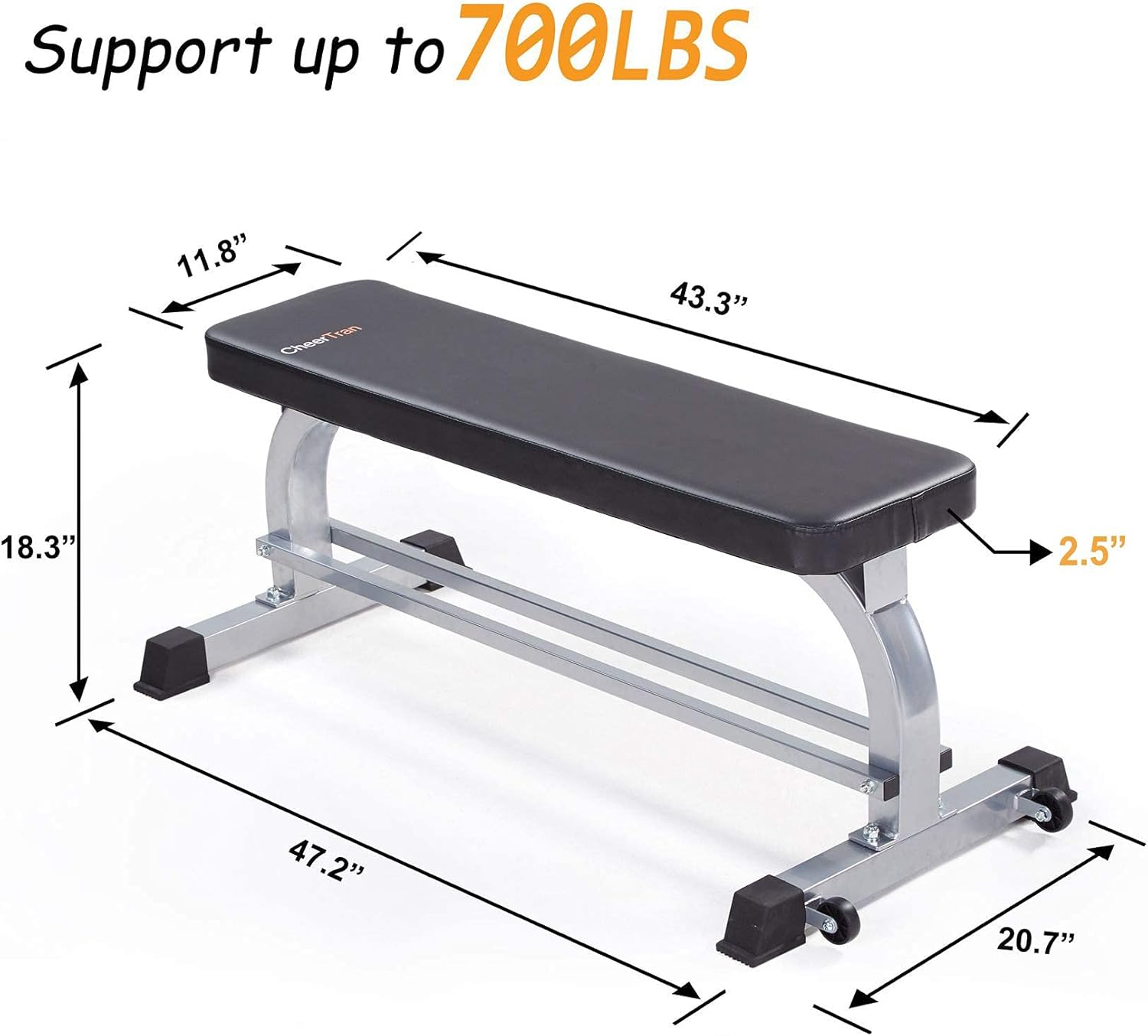 Cheertran Flat Weight Workout Bench 700 LBS Utility Bench Press Strength Training Benches for Home Gym Full Body Exercise Pack of 2