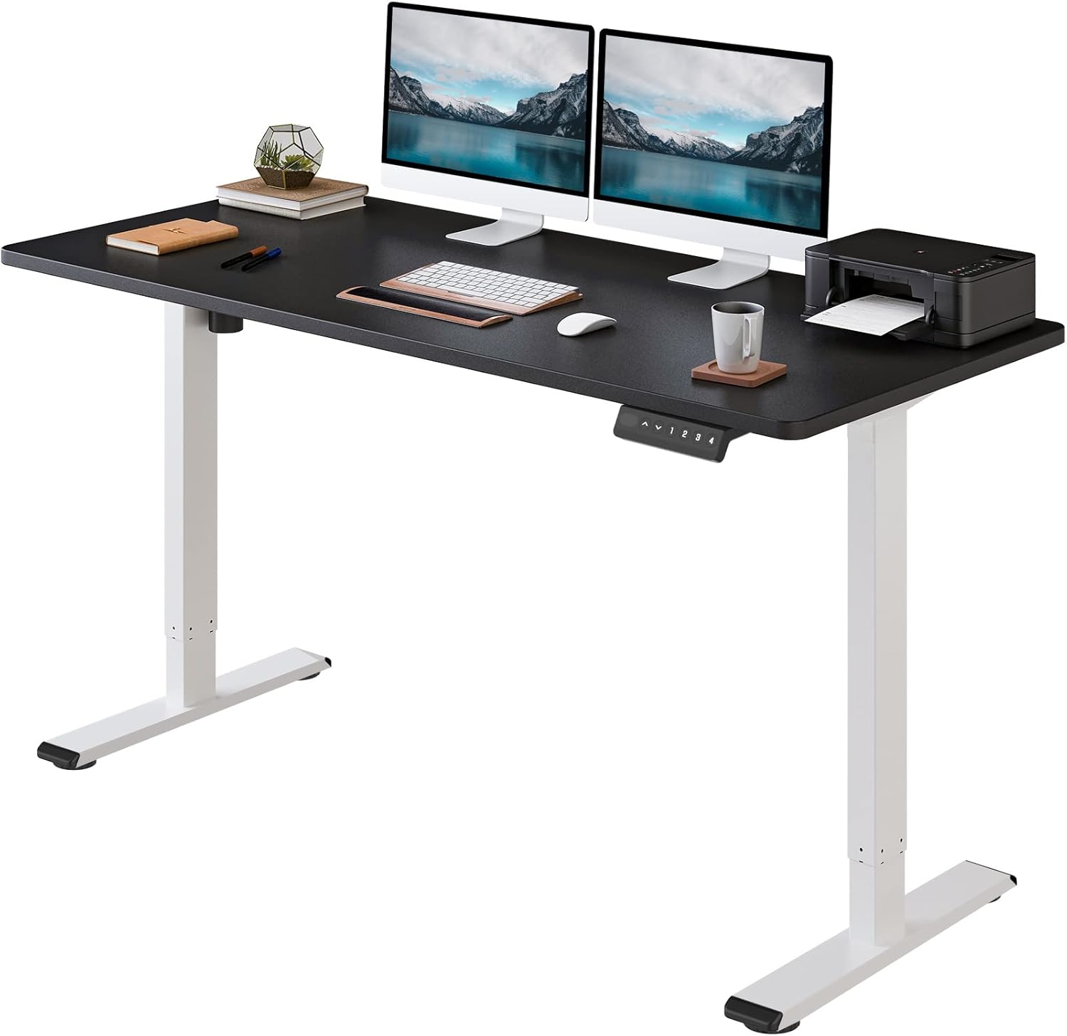 Flexispot EN1 Height Adjustable Desk Black Standing Desk Sit Stand Up Desk with Memory Controller Home Office 48 x 30 Inches Primo(Black Frame + 48 in Black Top)