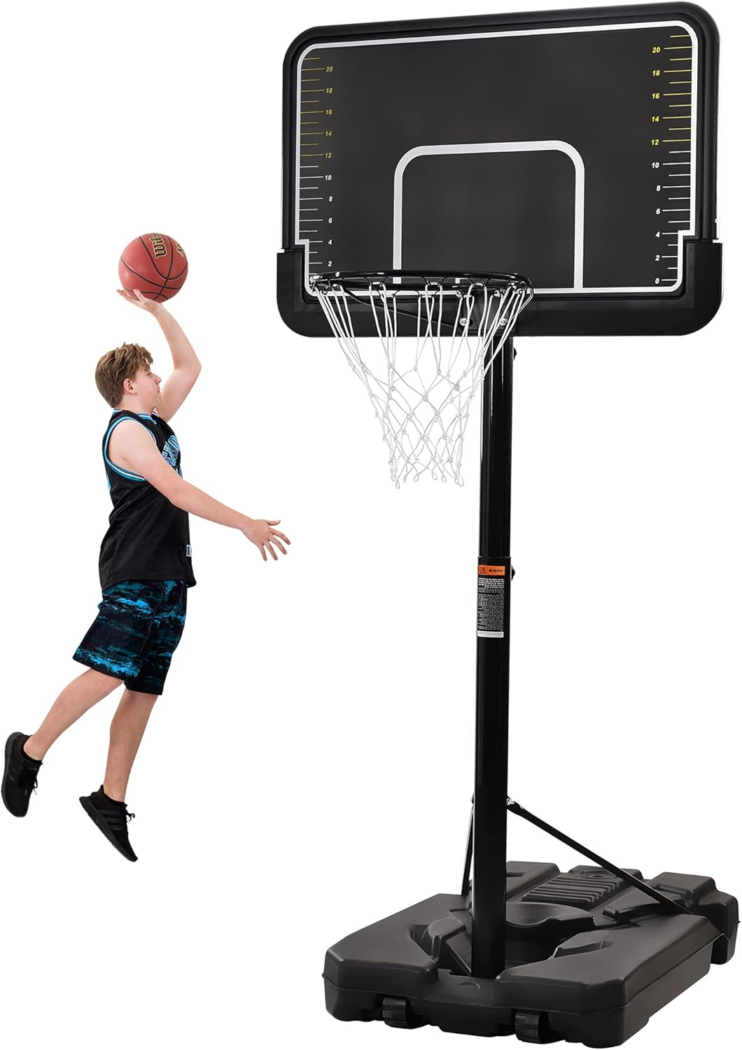 Fulocseny Portable Basketball Hoop Outdoor Goal, 6.6-10ft Height Adjustable Basketball System for Indoor Outdoor Use, 44 Inch Backboard with Scale, for Kids Youth Adults