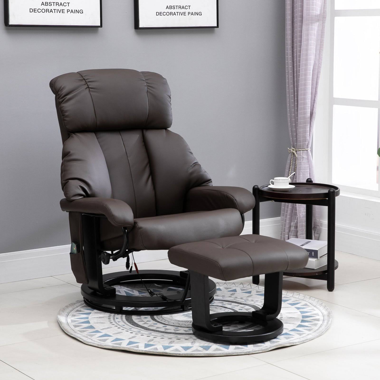 HOMCOM Massage Recliner Chair with Heat and Ottoman with - Black