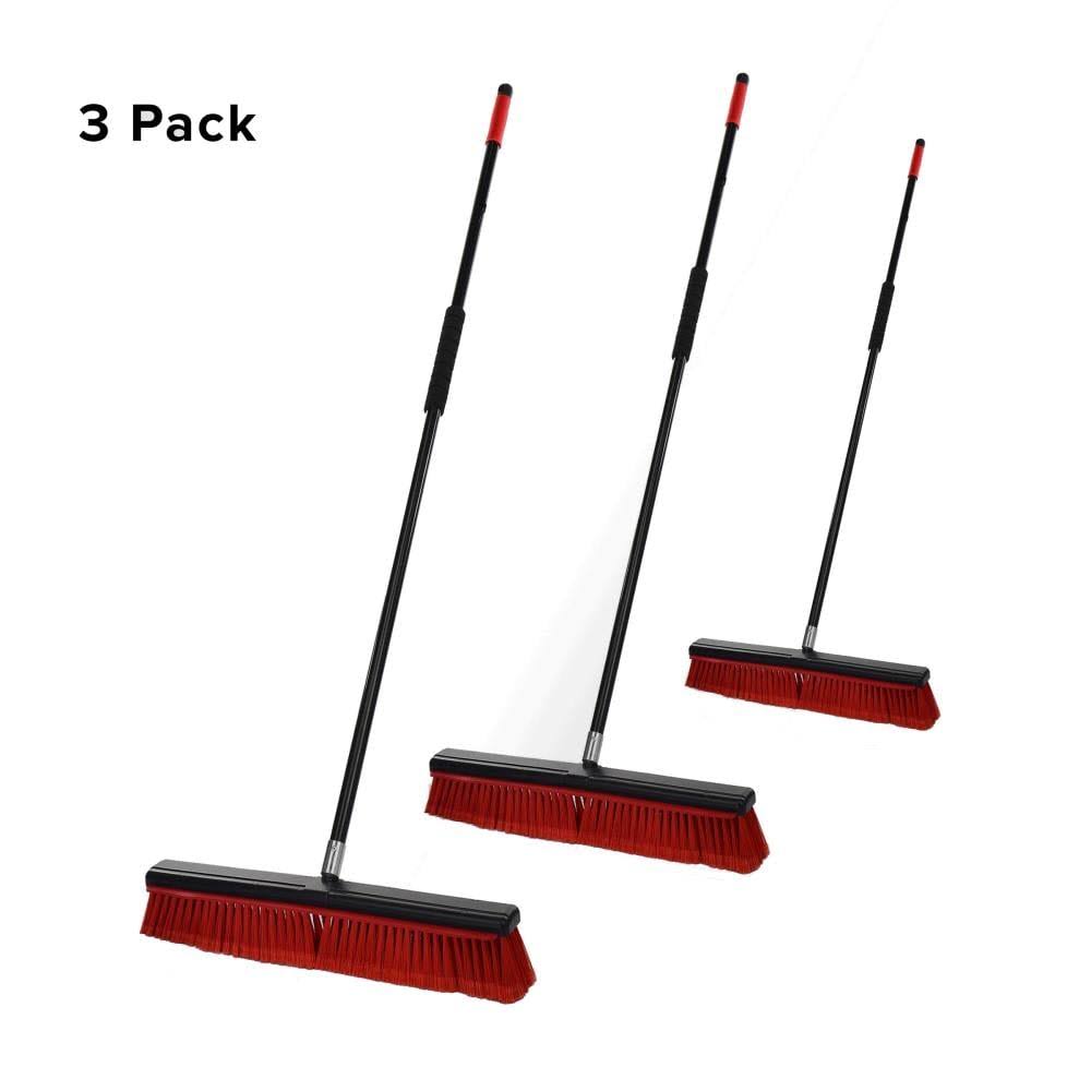 Alpine 4600-24-2-3 2-in-1 24x22 Smooth Surface Squeegee Push Broom, 3 Pack