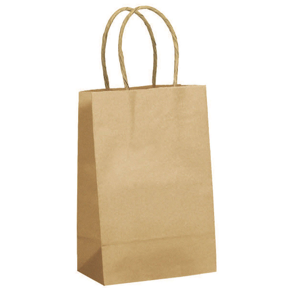 Jam Paper Shopping Bag - Mini - 5 1/2x22 x 3 1/4x22 x 8 3/8x22 - Natural Brown Kraft - 250/Pack