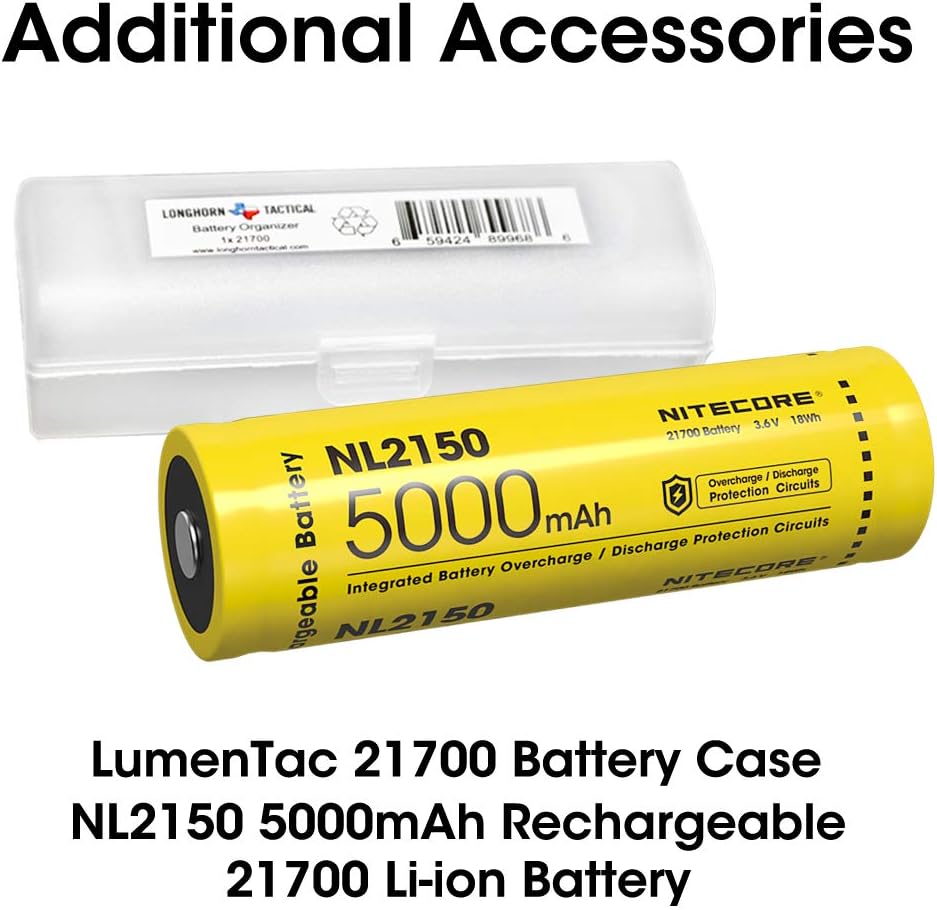 Dual Battery Bundle: NITECORE MH12S+NL2150 (MH12S) 1800 Lumen Rechargeable Flashlight Bundle with Two 5000mAh Battery and LumenTac Battery Case