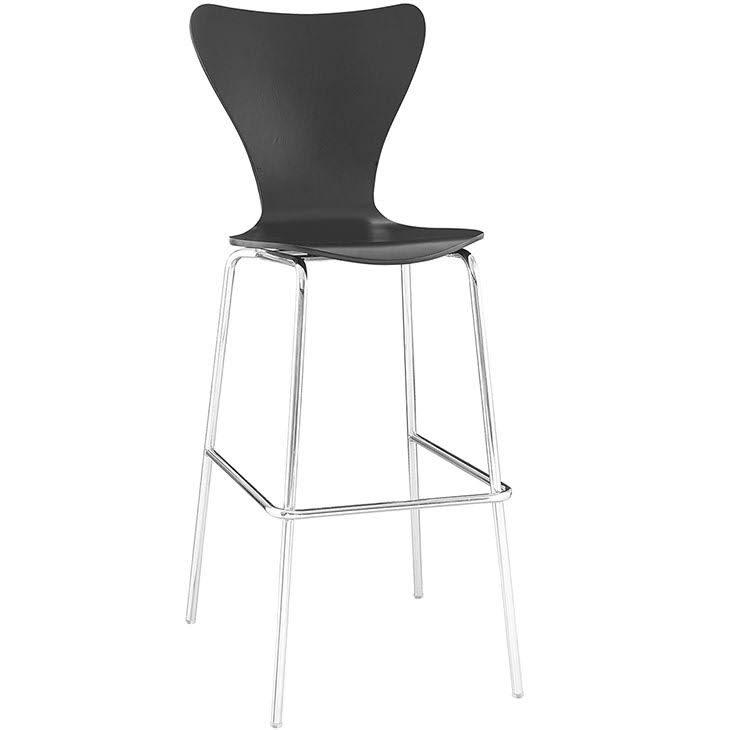 Modway Black Ernie Wood Bar Stool