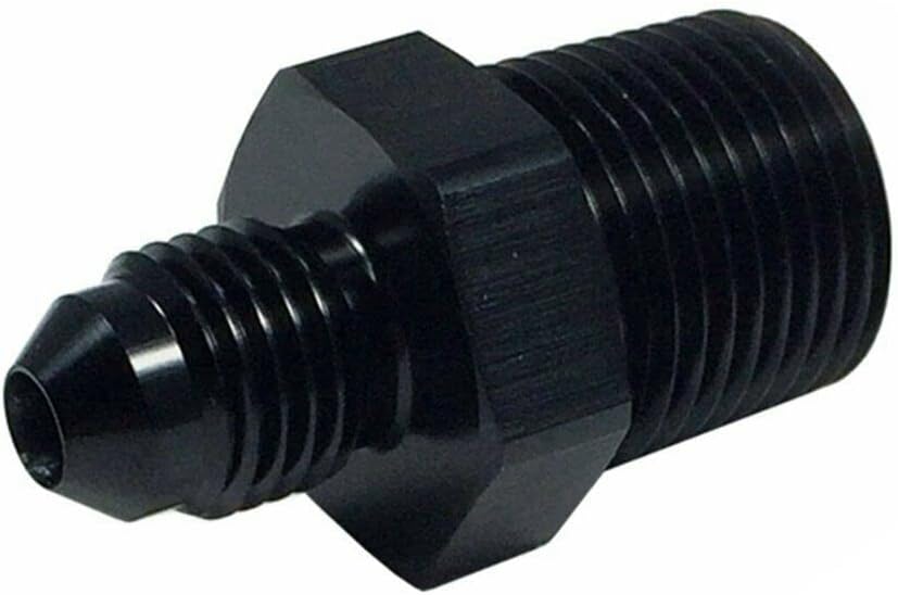 smileracing 4AN to 3/8 NPT Adapter Straight Pipe Thread to 4 AN Flare Fitting Black 1PCS