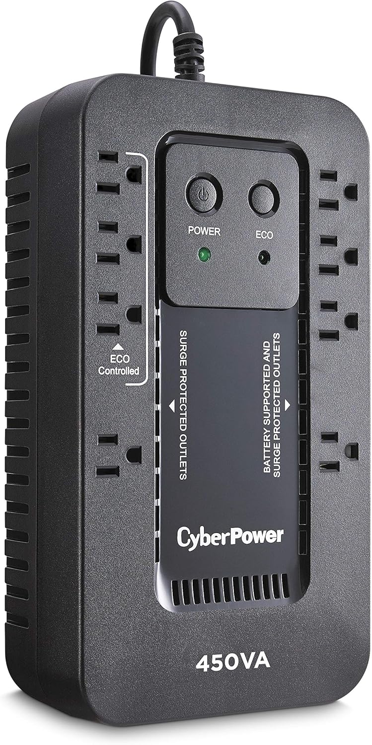 CyberPower EC850LCD Ecologic Battery Backup & Surge Protector UPS System, 850VA/510W, 12 Outlets, ECO Mode, Compact, Uninterruptible Power Supply
