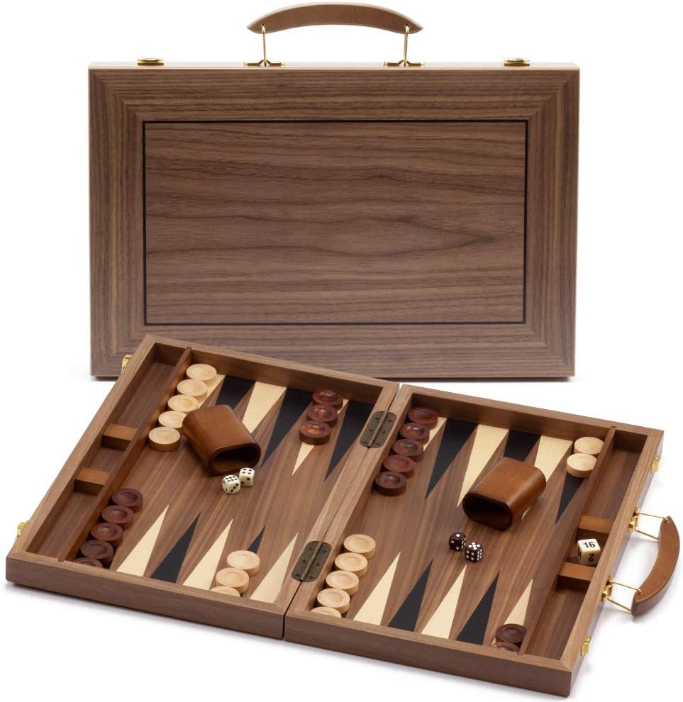 Premium Wooden Inlay Backgammon Board Game Set (Several Styles Available) (Double Stripe - 17 Inches) Pack of 2