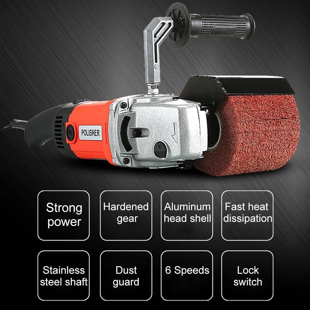 LOLICUTE Burnishing Polishing Machine Electric 1400W Wire Drawing Machine with Burnishing Wheels for Metal and Stainless Steel Polishing