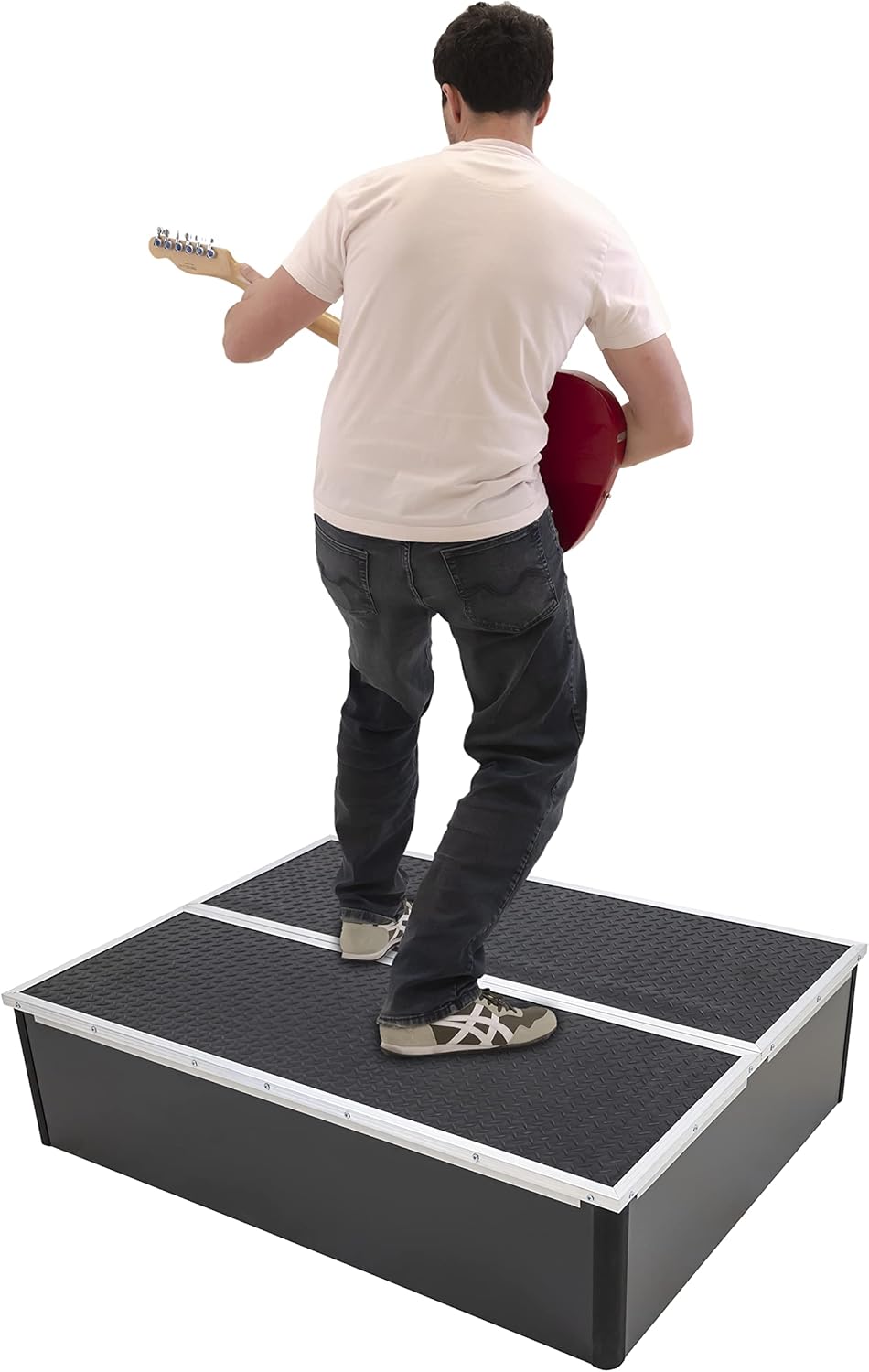 Durable and Portable Hinge-Top Black Stage Section, 48