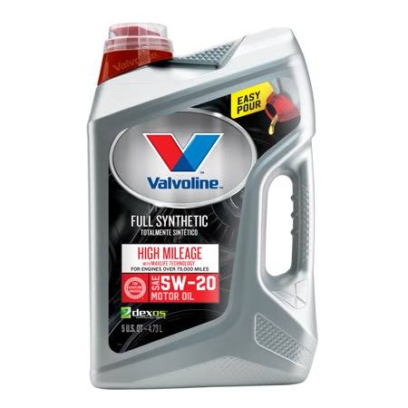 (12 Pack) Valvoline Full Synthetic High Mileage with Maxlife Technology SAE 5W-20 Motor Oil - Easy Pour 5 Quart