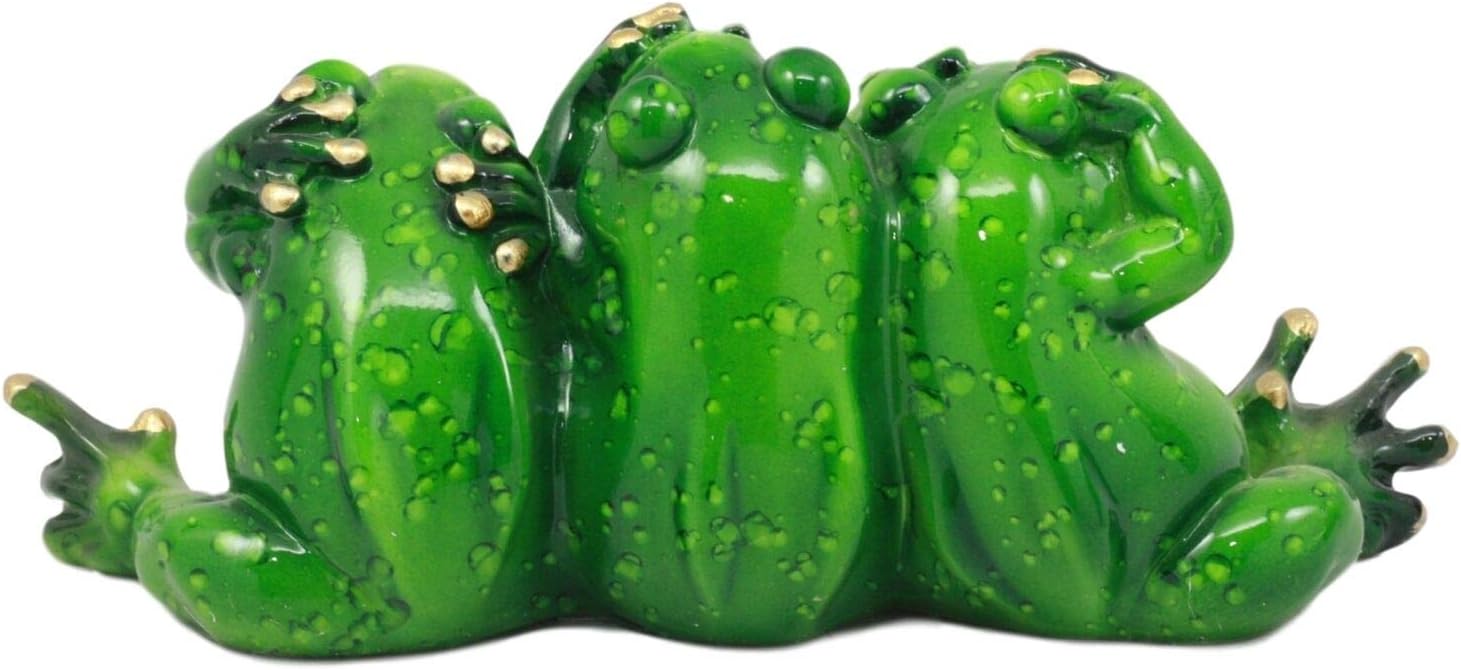 Glossy Green Whimsical See Hear and Speak No Evil Trio Frogs Figure 7.5