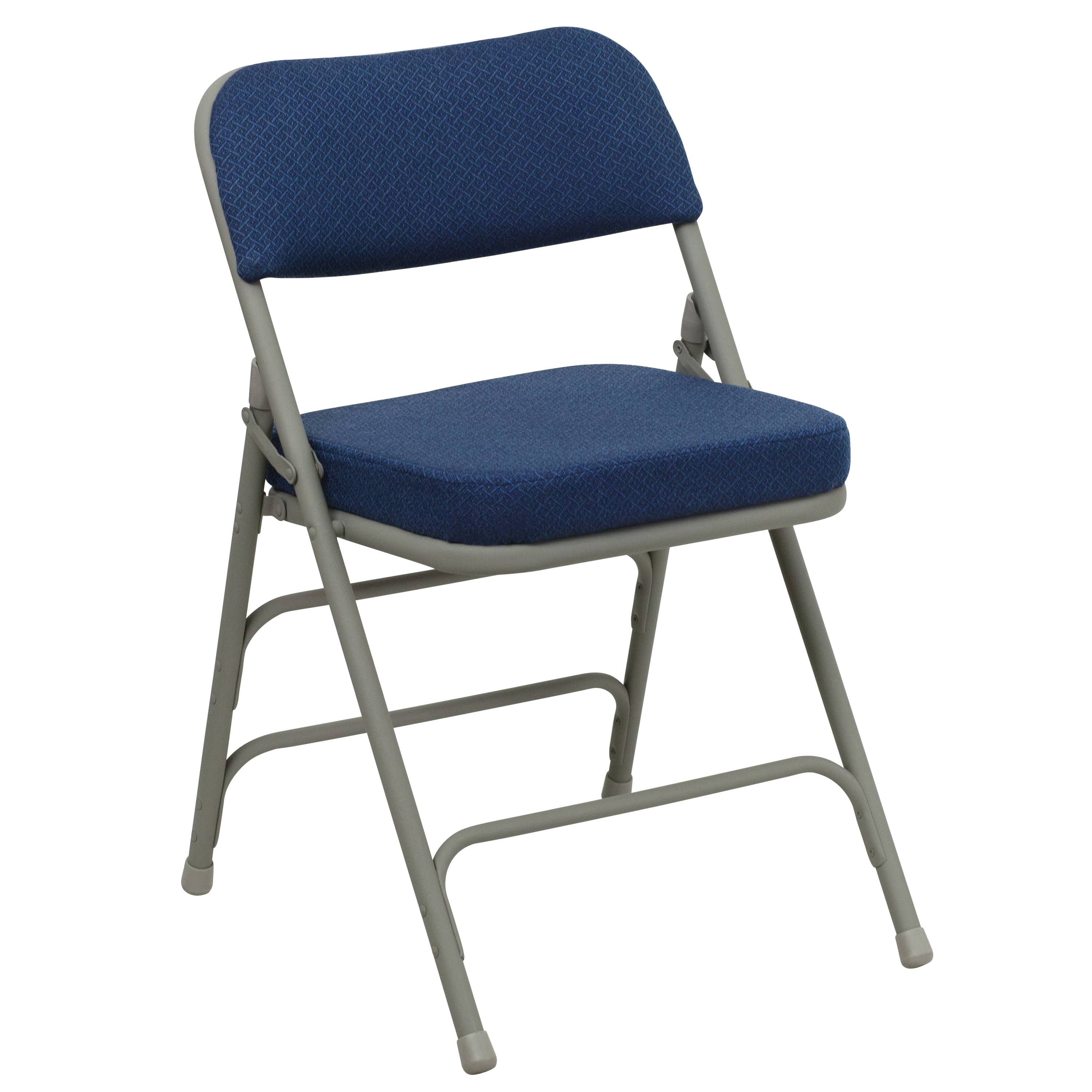 Flash Furniture 4 Pack Hercules Series Premium Curved Triple Braced u0026 Double Hinged Navy Fabric Metal Folding Chair