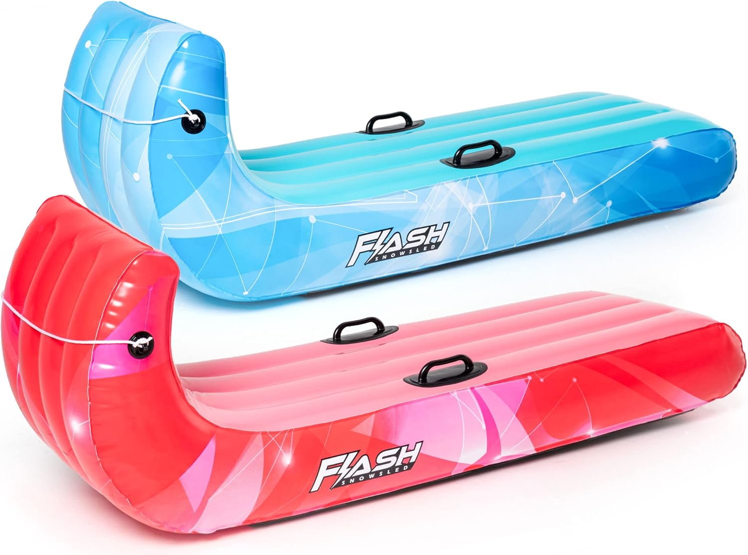 KKEATOY Snow Sleds Snowmobile for Adults Kids 2 Packs Inflatable Snow Tube for Sledding Heavy Duty Snowtube Christmas Outdoor Fast Sled with Handles and 2 Ropes for Toddlers Boys Girls,0.6mm