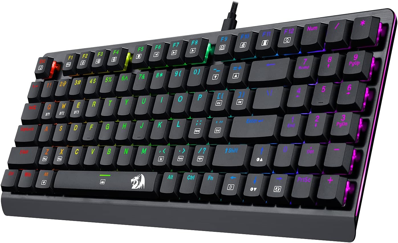 Redragon K603P Wireless, Bluetooth Mechanical Gaming Keyboard, RGB Backlit, Compact, Low Profile with Blue Switches for Windows Gaming PC