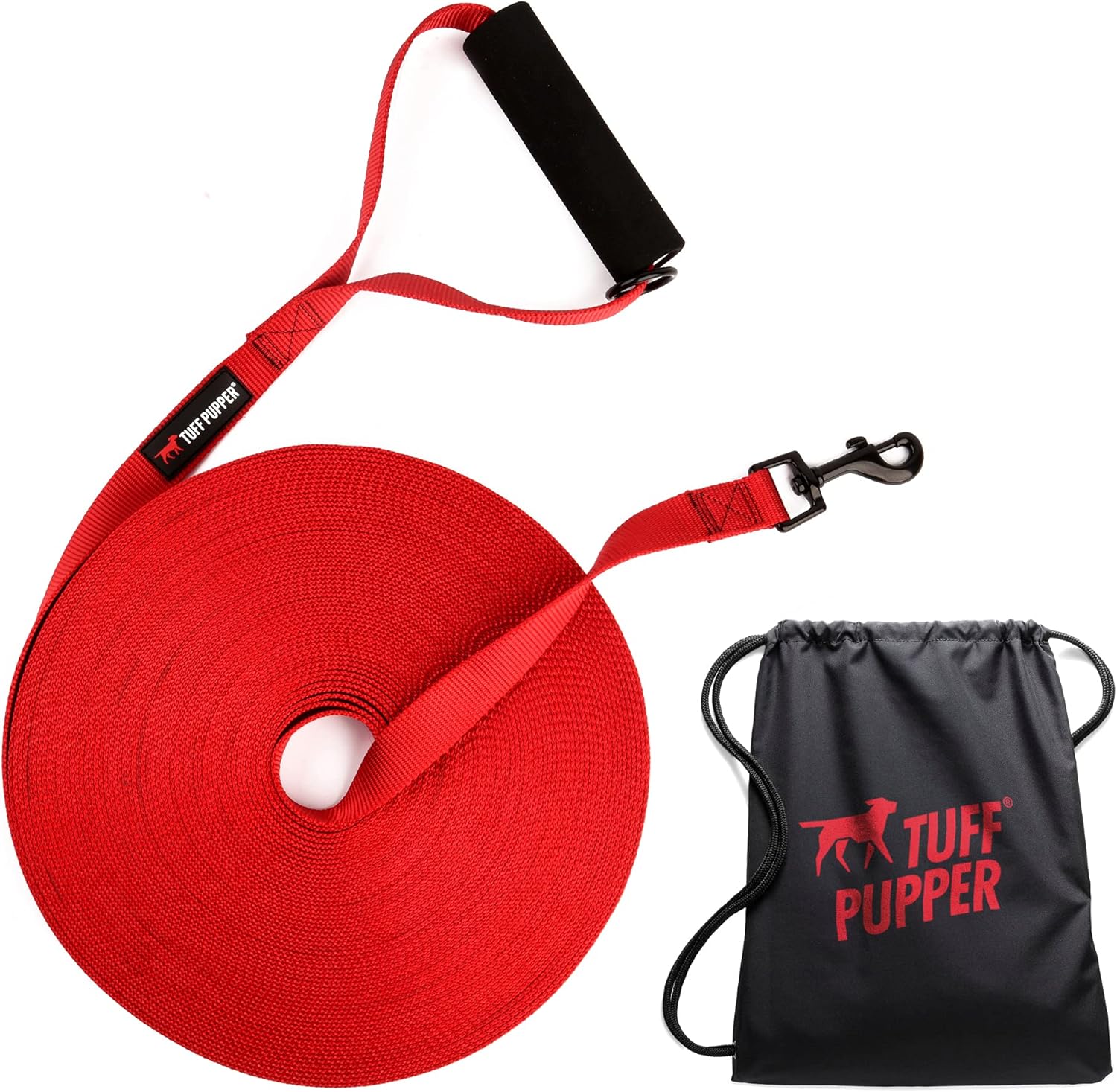 Heavy Duty Long Dog Leash w/Carry Backpack | 100 Foot | Check Cord Dog Recall Training Leash | High Visibility Nylon Webbing Leash | Corrosion Resistant Swivel Clasp/Clip Provides for Tangle Free Use