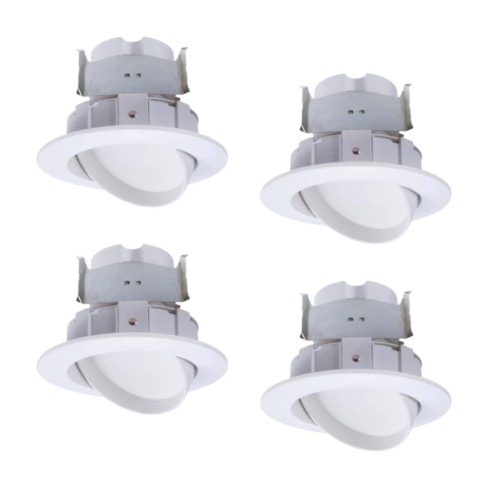 Halo 4 in. 2700K-5000K White Integrated LED Recessed Light Adjustable Gimbal Retrofit Trim with Selectable CCT (4-Pack) RA4069S1
