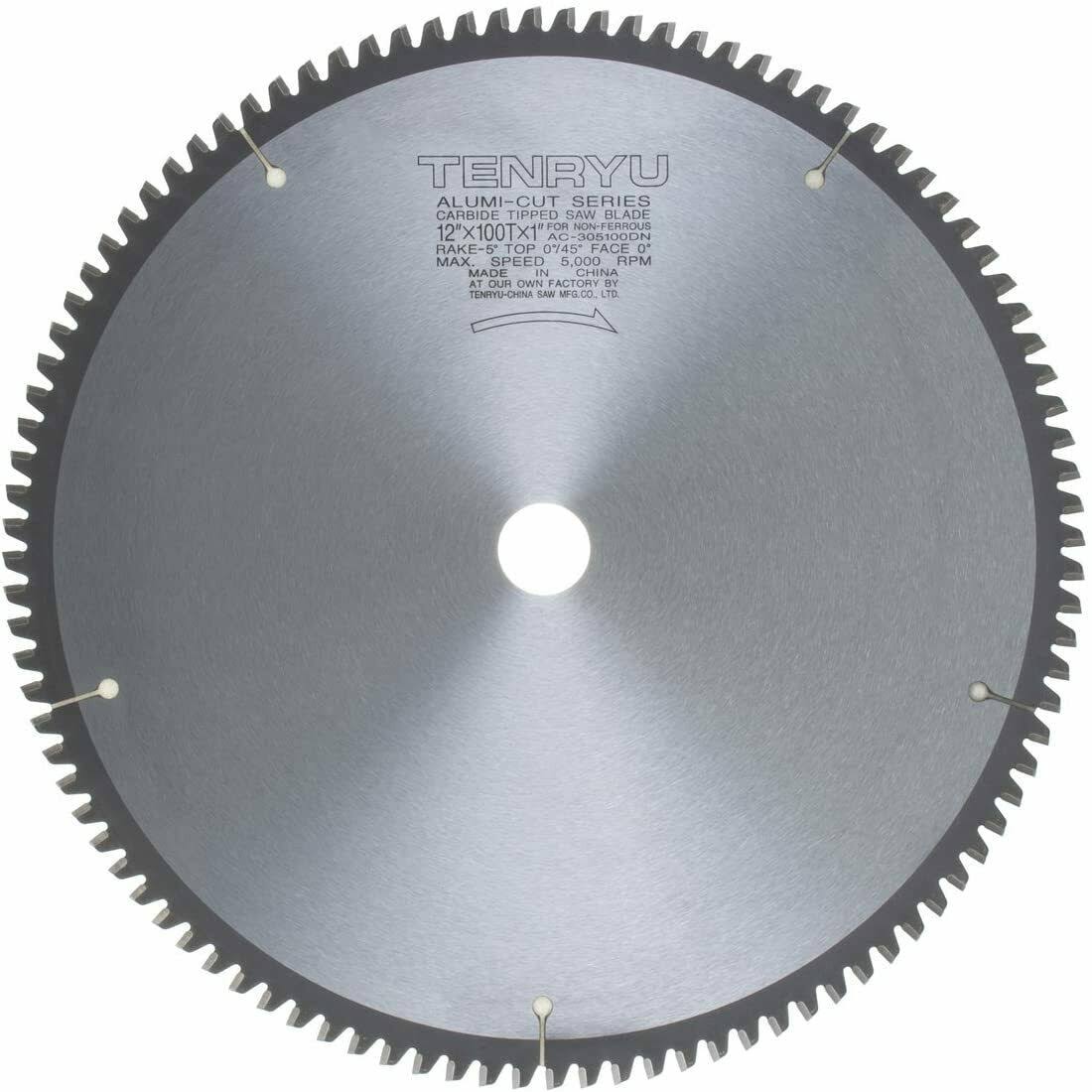 Tenryu AC-305100DN 12x22 Alumi-Cut Thin Stock Miter/Radial Arm Blade 100T 1x22 Arbor